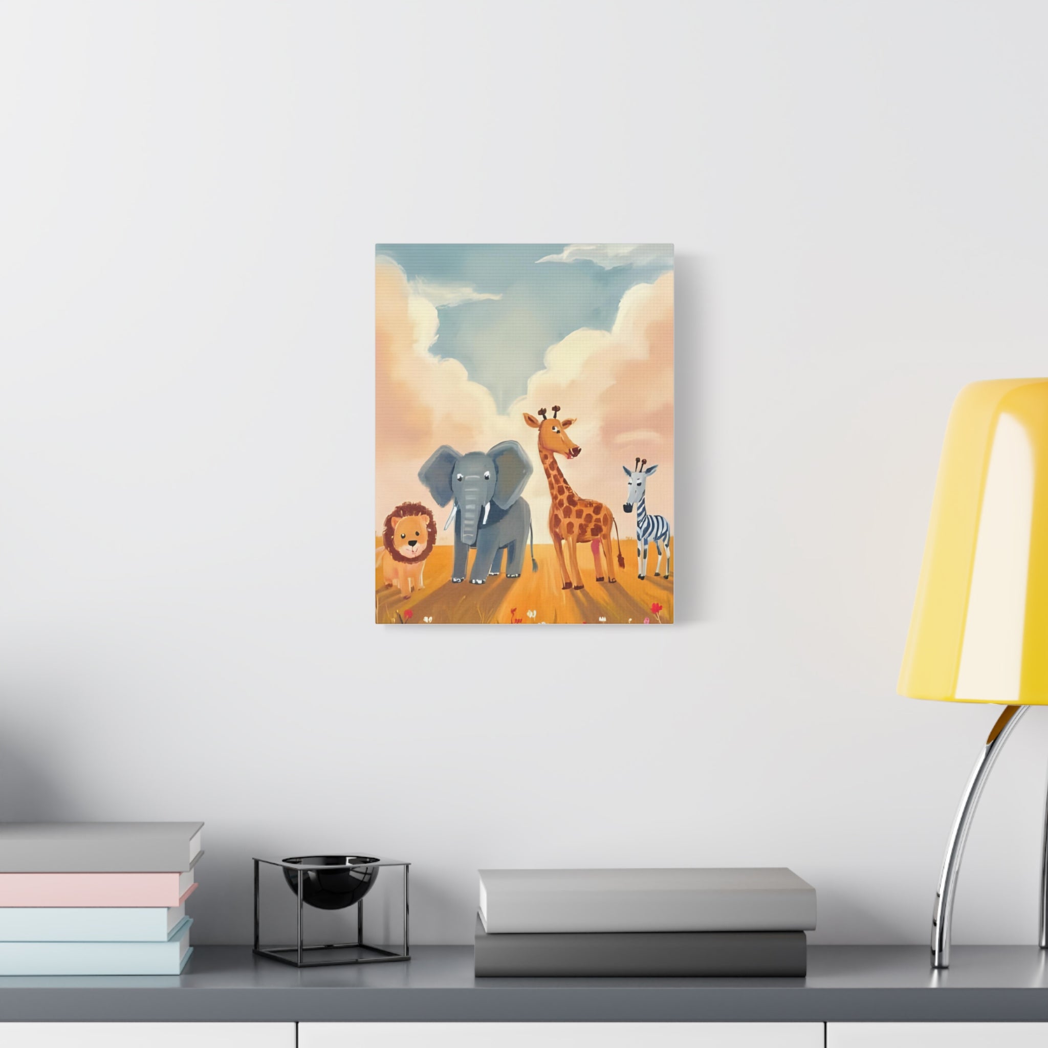 Cute Animal Kids Canvas Art, Safari Nursery Wall Decor, Safari Theme Print, Baby Shower Gift, Playroom Decoration - Katoon kid