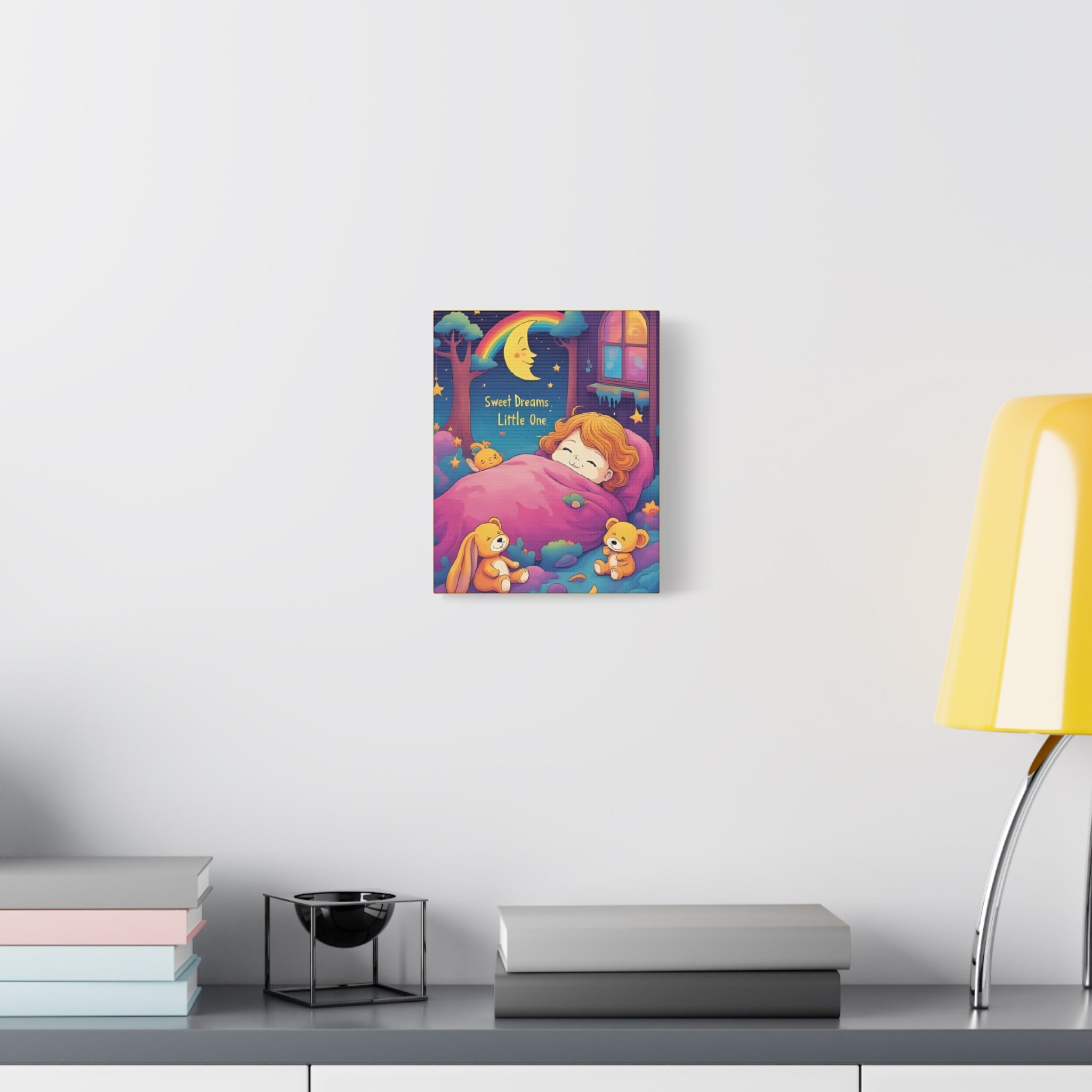 Sweet Dreams Canvas Art, Kids Room Decor, Nursery Wall Art, Baby Shower Gift, Rainbow Bear Print - Katoon kid