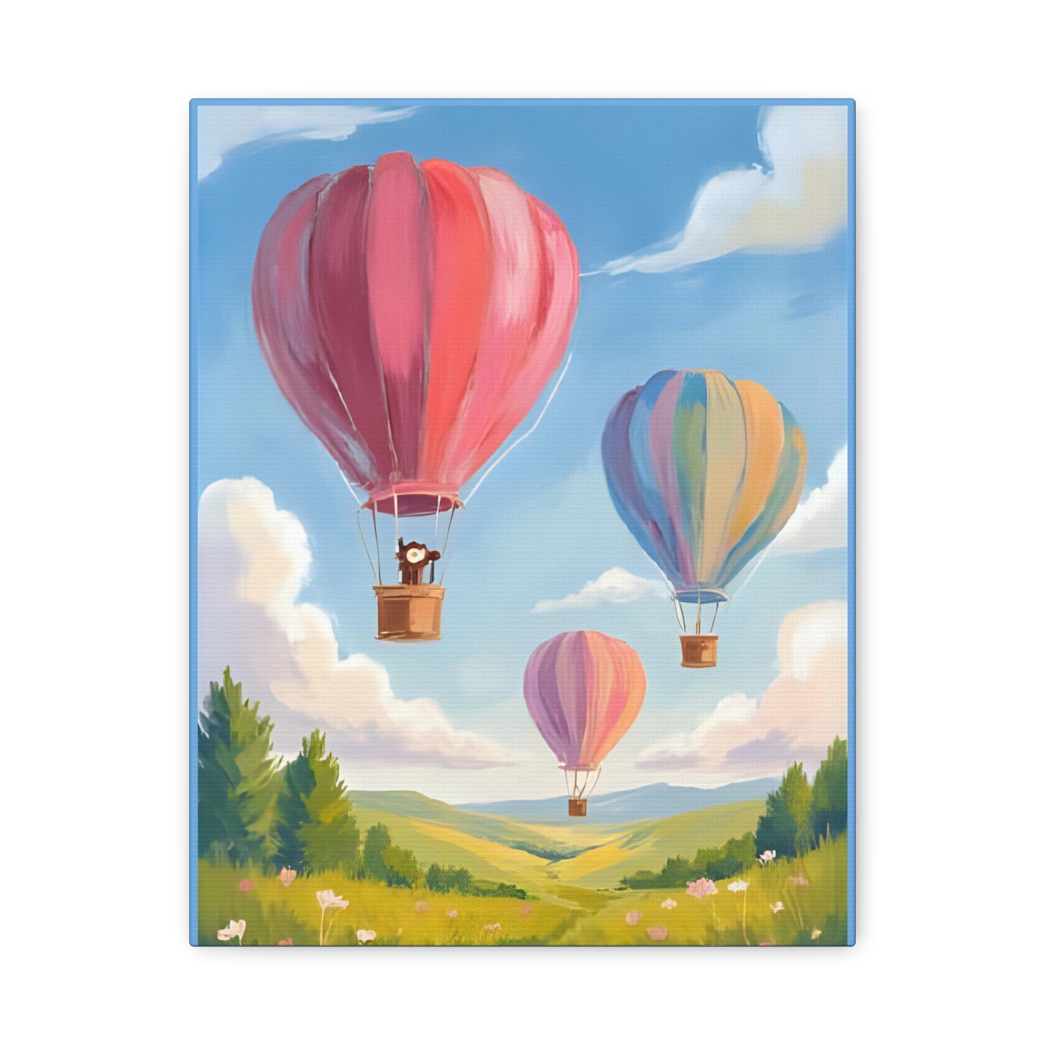 Colorful Canvas Painting, Hot Air Balloon Friends, Kids Room Decor - Katoon kid