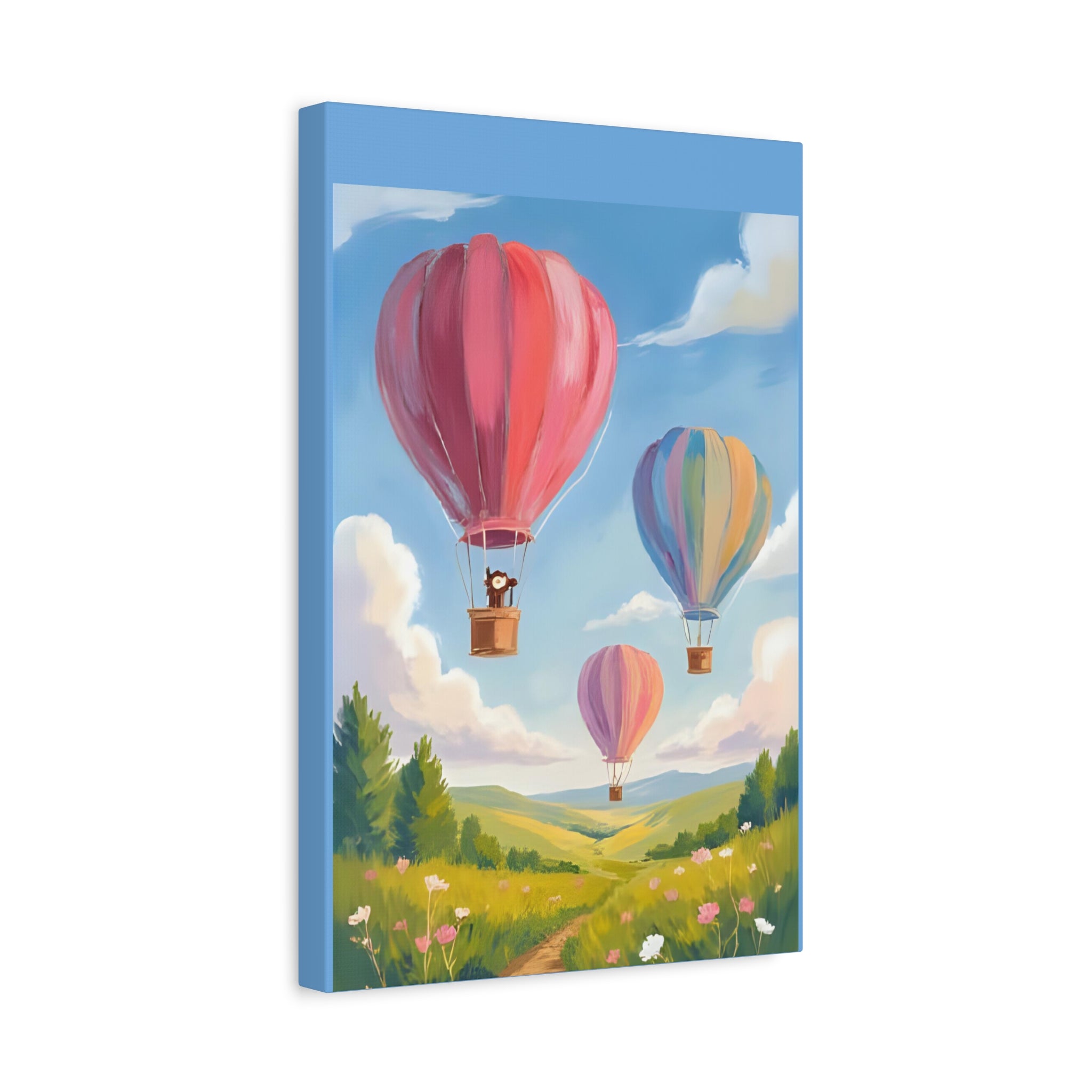 Colorful Canvas Painting, Hot Air Balloon Friends, Kids Room Decor - Katoon kid
