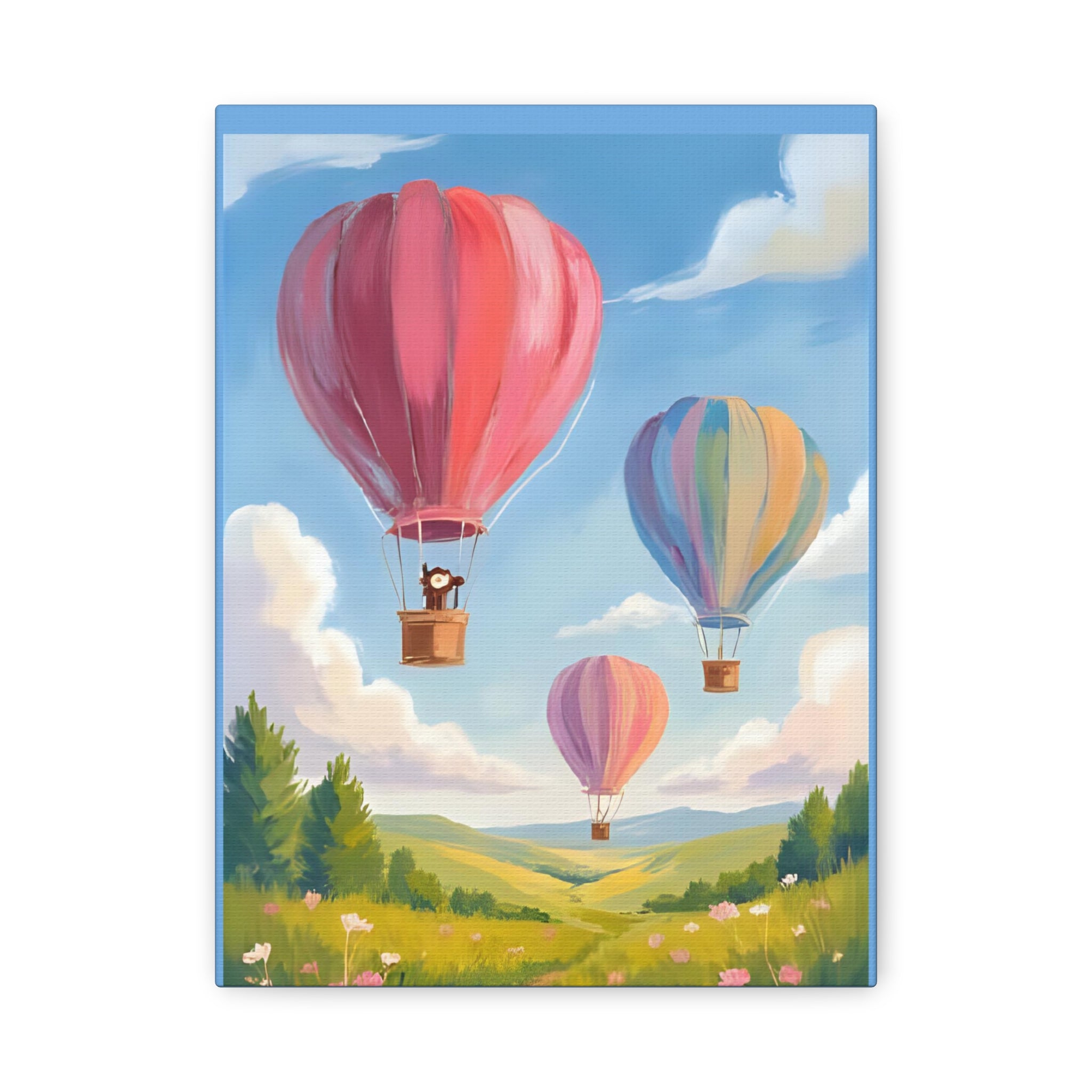 Colorful Canvas Painting, Hot Air Balloon Friends, Kids Room Decor - Katoon kid