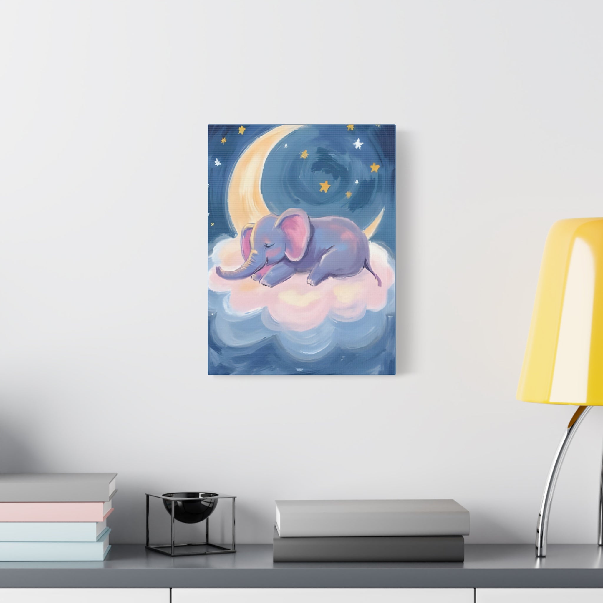 Whimsical Elephant Canvas Wall Art - Dreamy Nursery Decor, Baby Shower Gift, Child's Room - Katoon kid
