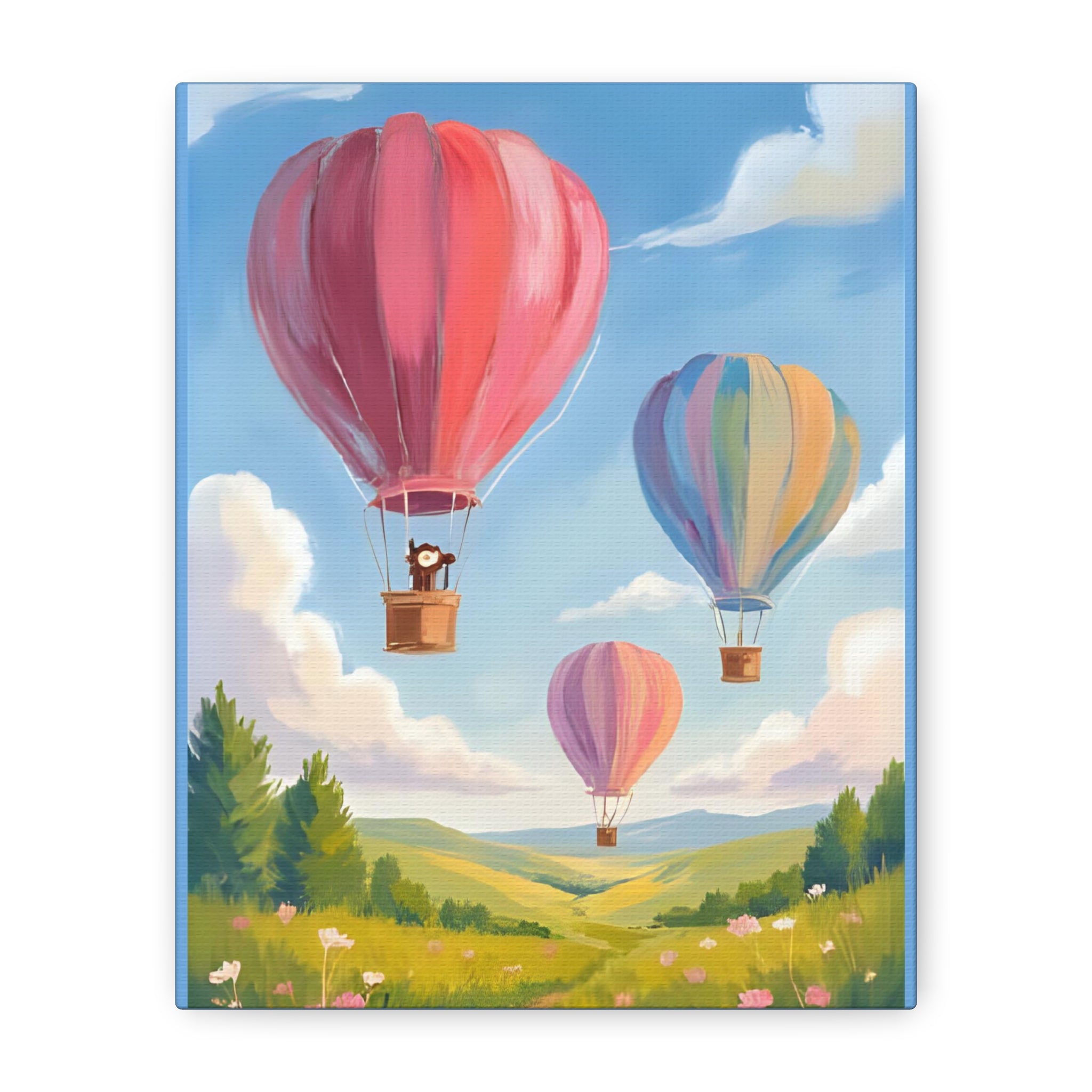 Colorful Canvas Painting, Hot Air Balloon Friends, Kids Room Decor - Katoon kid