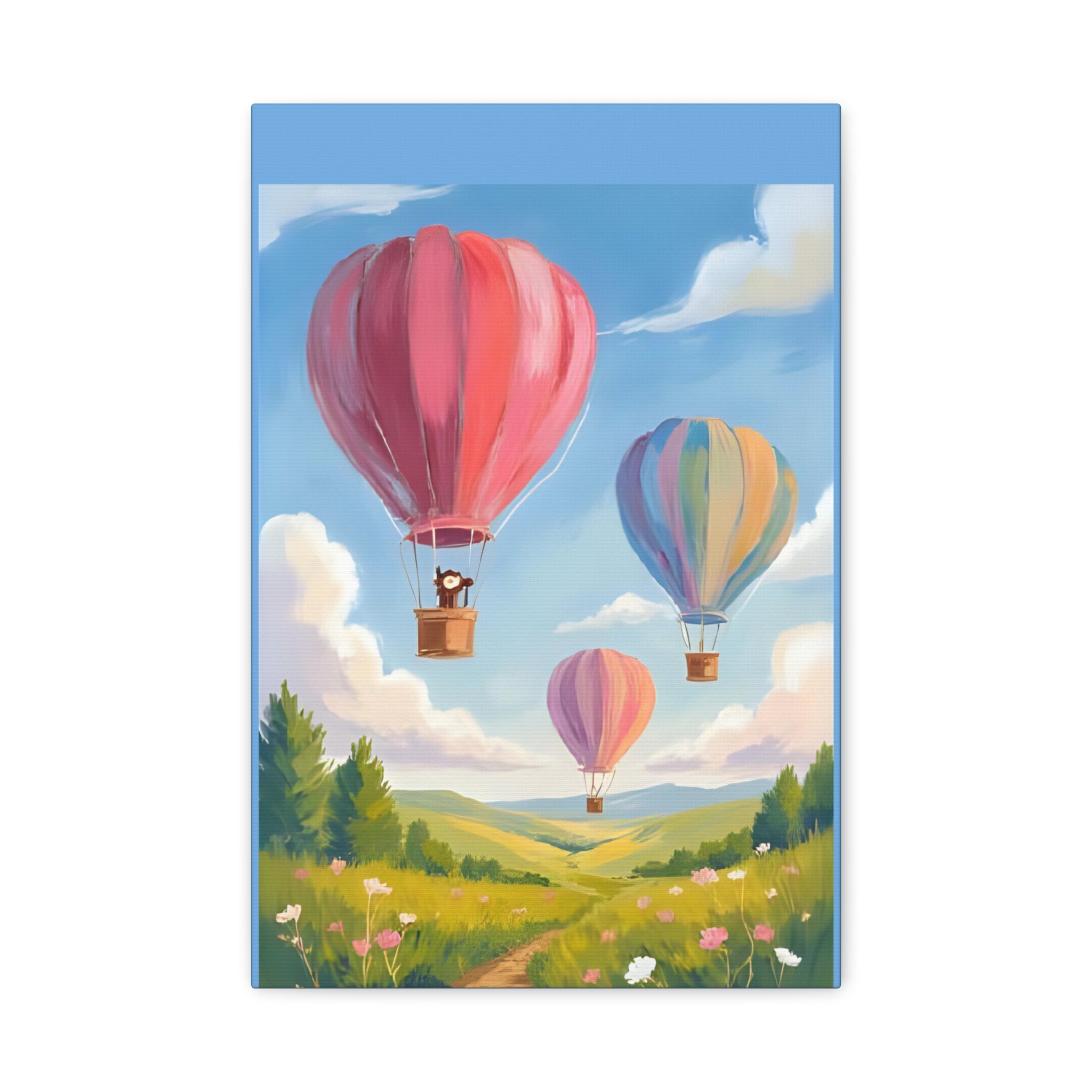 Colorful Canvas Painting, Hot Air Balloon Friends, Kids Room Decor - Katoon kid
