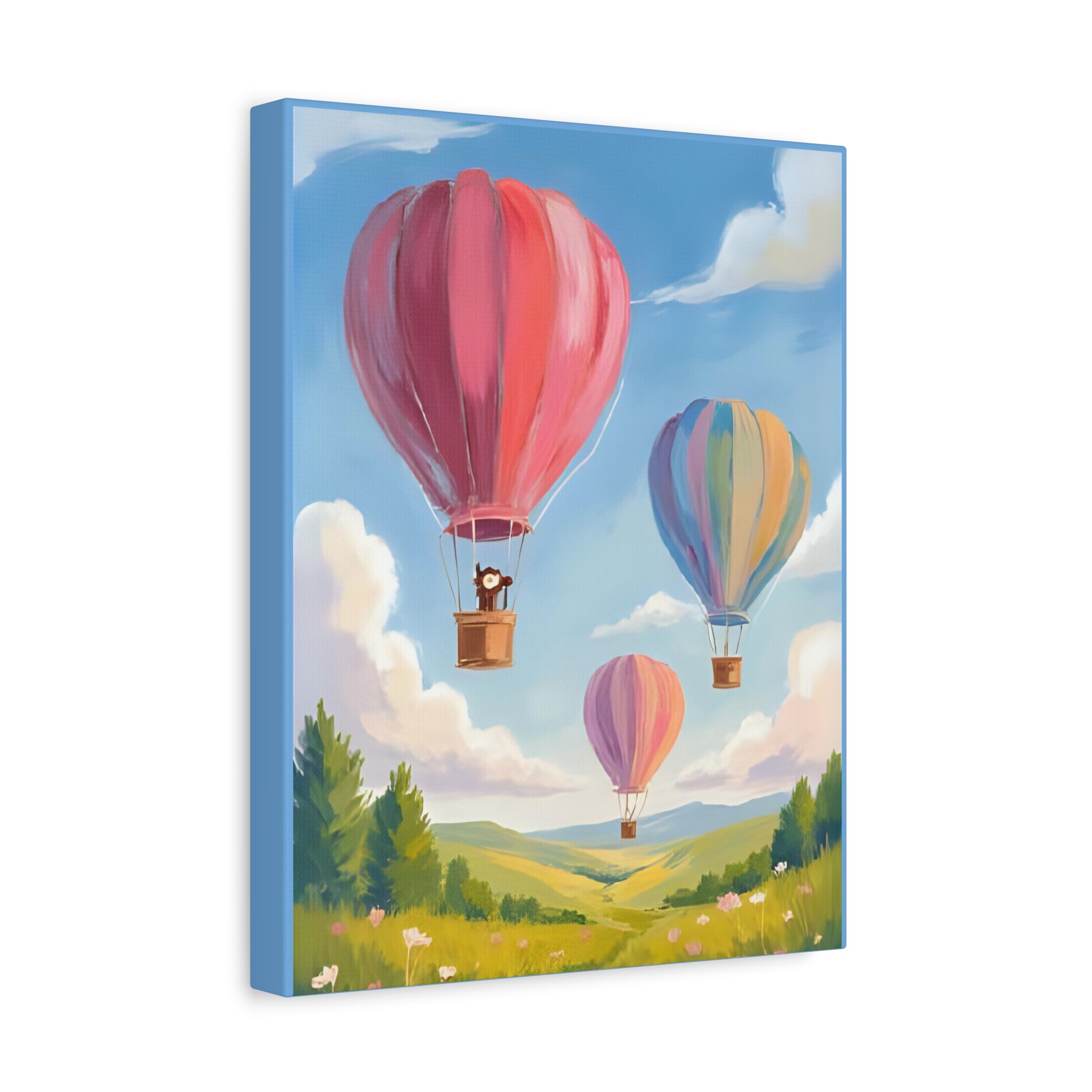 Colorful Canvas Painting, Hot Air Balloon Friends, Kids Room Decor - Katoon kid