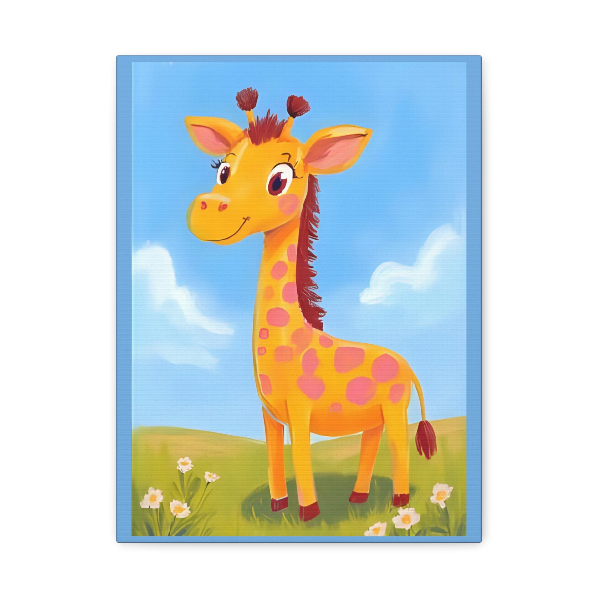 Colorful Giraffe Canvas Art, Kids Room Decor, Nursery Wall Art, Playroom Decoration, Cute Animal Artwork - Katoon kid