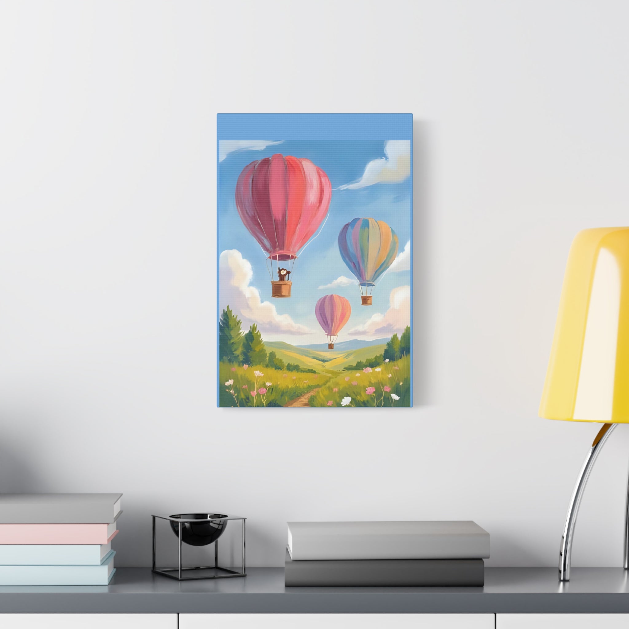 Colorful Canvas Painting, Hot Air Balloon Friends, Kids Room Decor - Katoon kid