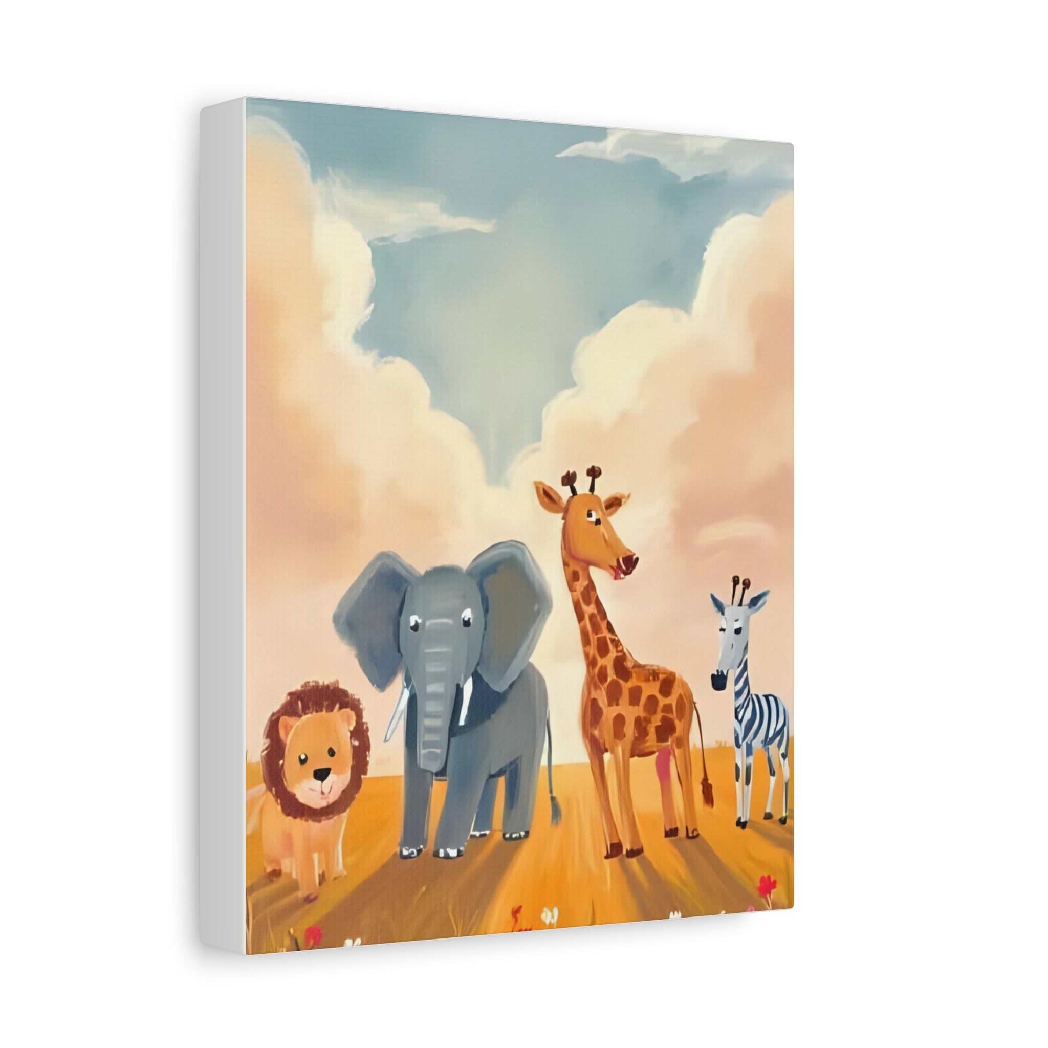 Cute Animal Kids Canvas Art, Safari Nursery Wall Decor, Safari Theme Print, Baby Shower Gift, Playroom Decoration - Katoon kid