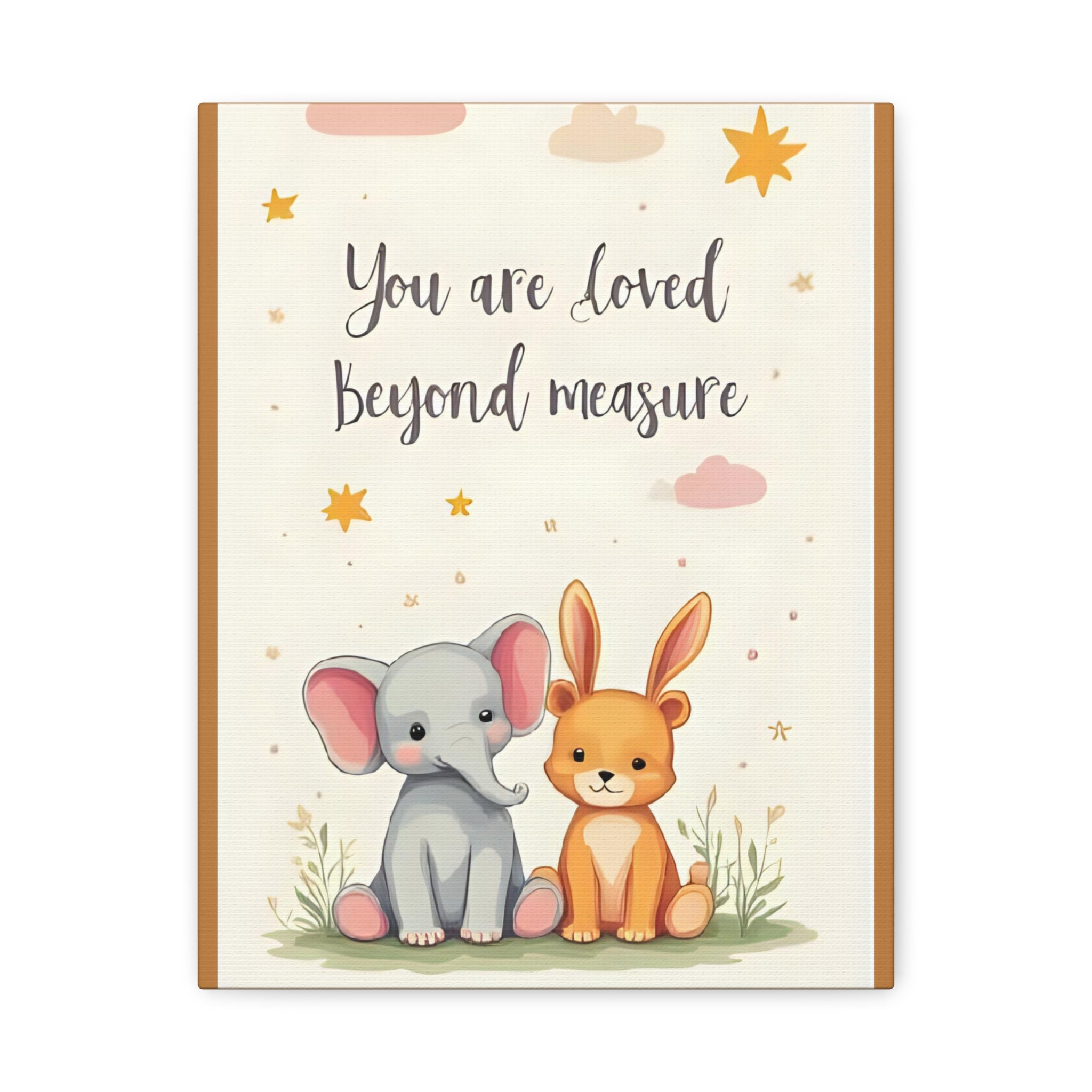 “You’re loved” Whimsical Canvas Artwork, Nursery Decor, Baby Shower Gift, Kids Room Wall Art, Inspirational Childrens Print, Cute Animal Illustration - Katoon kid
