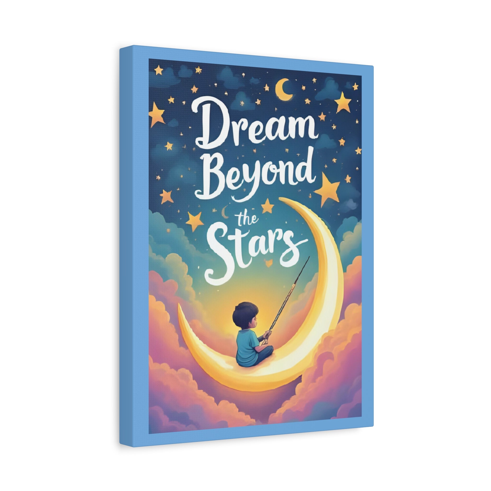 Starry Night Canvas Wall Art, Dream Beyond the Stars, Cozy Home Decor, Inspirational Prints, Kids Room Art, Gift Idea - Katoon kid 