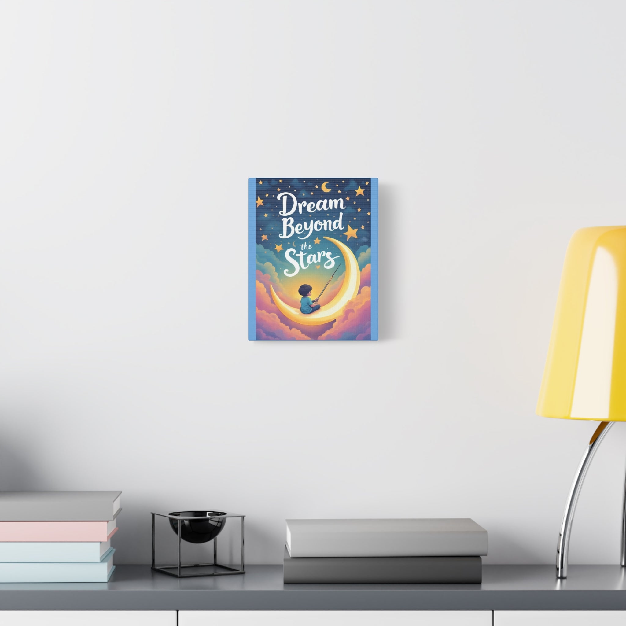 Starry Night Canvas Wall Art, Dream Beyond the Stars, Cozy Home Decor, Inspirational Prints, Kids Room Art, Gift Idea - Katoon kid 