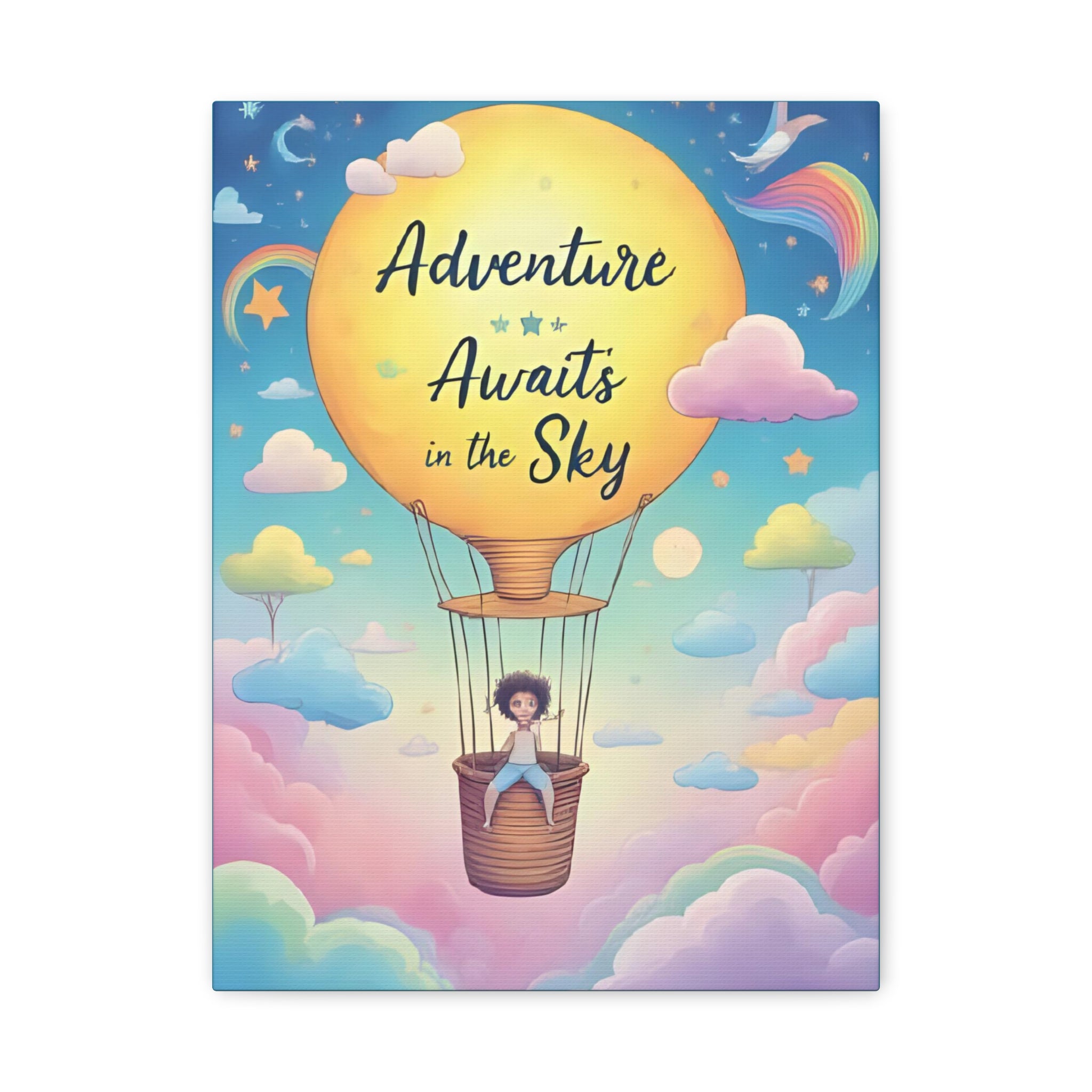 Adventure Awaits Canvas Print, Child's Room Decor, Inspirational Art, Hot Air Balloon Artwork, Playroom Wall Art - Katoon kid 