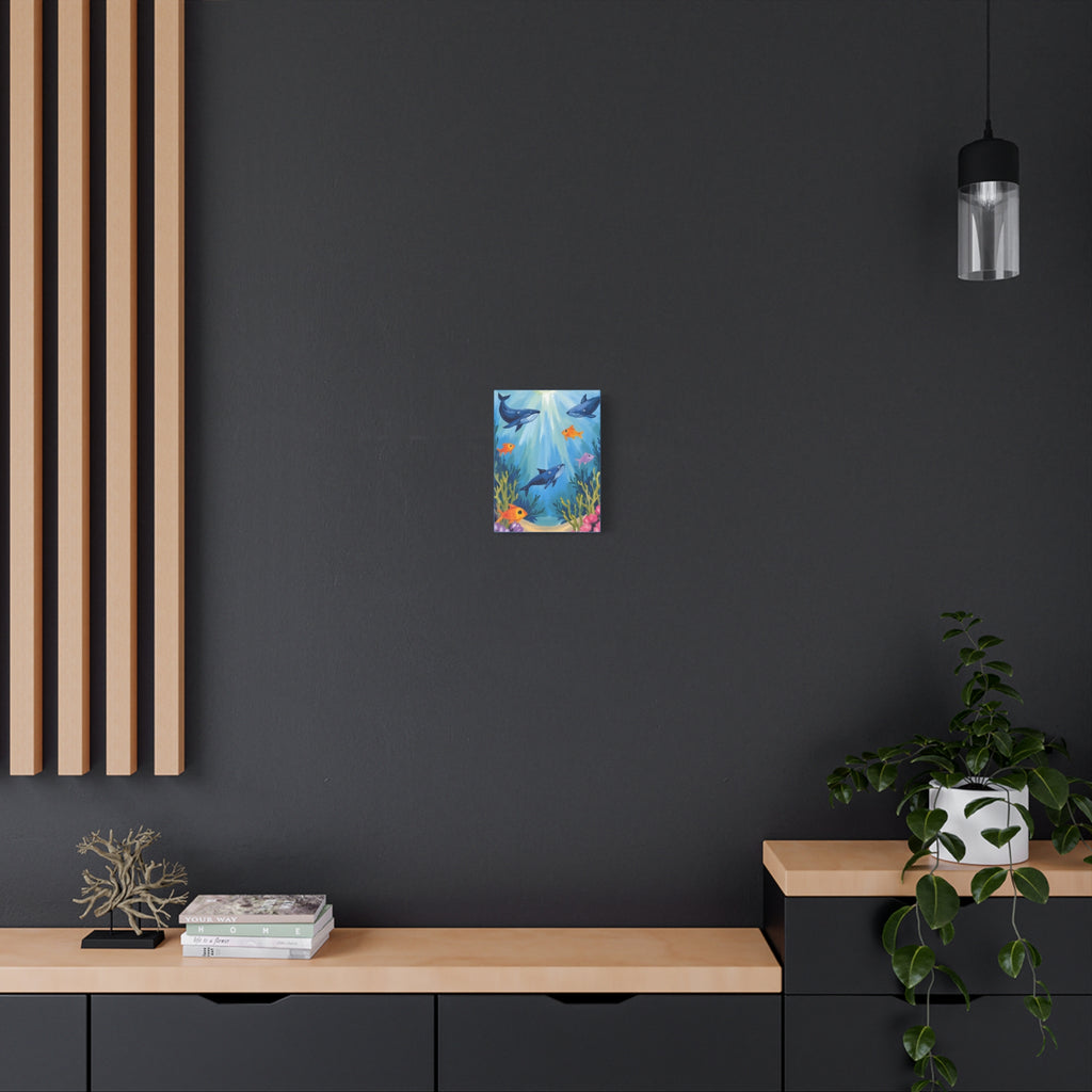 Baby shark Canvas Art, Underwater Landscape Home Decor, Ocean Wall Art, Marine Life, Gift for Sea Lovers, Beach House Decor - Katoon kid 
