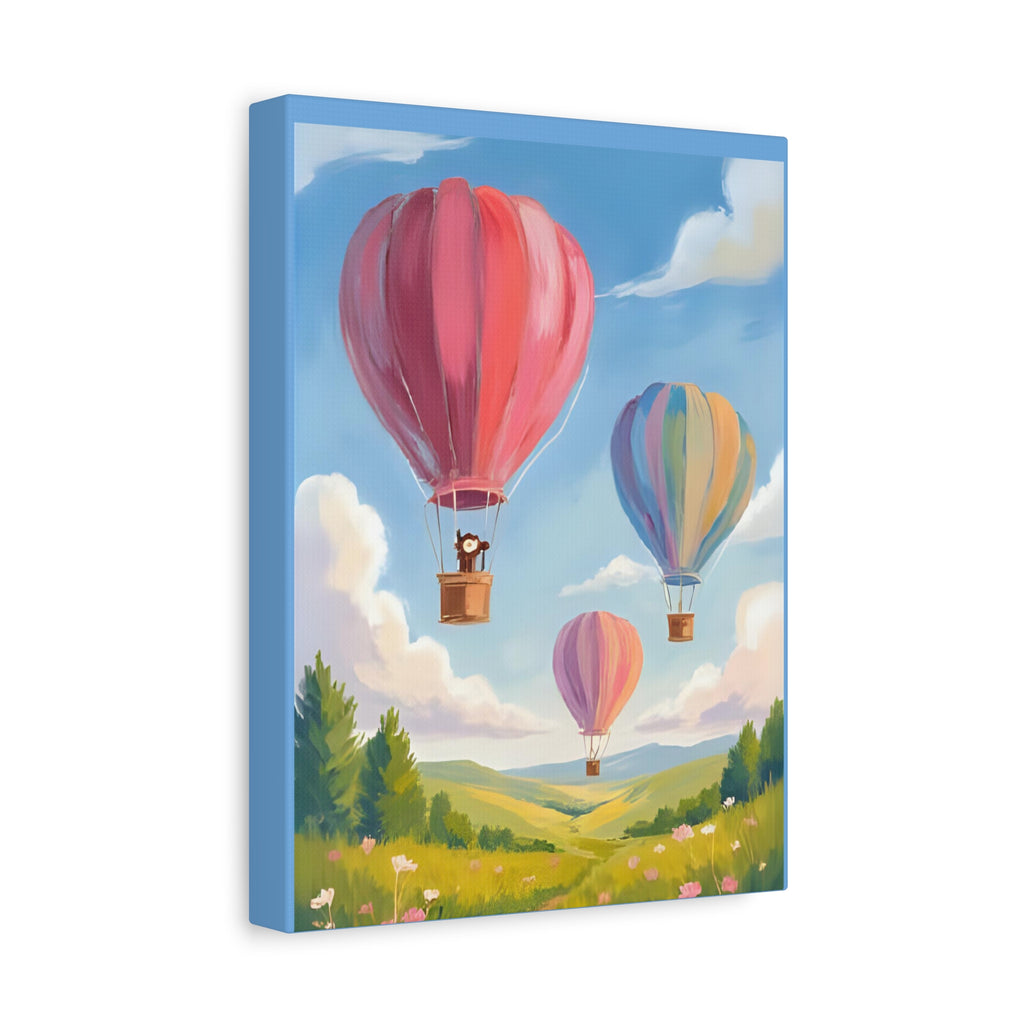 Colorful Canvas Painting, Hot Air Balloon Friends, Kids Room Decor - Katoon kid 