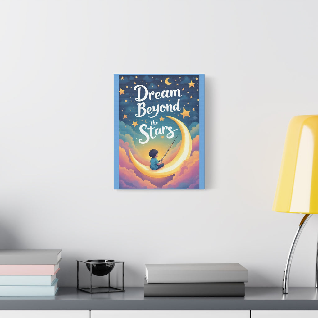 Starry Night Canvas Wall Art, Dream Beyond the Stars, Cozy Home Decor, Inspirational Prints, Kids Room Art, Gift Idea - Katoon kid 