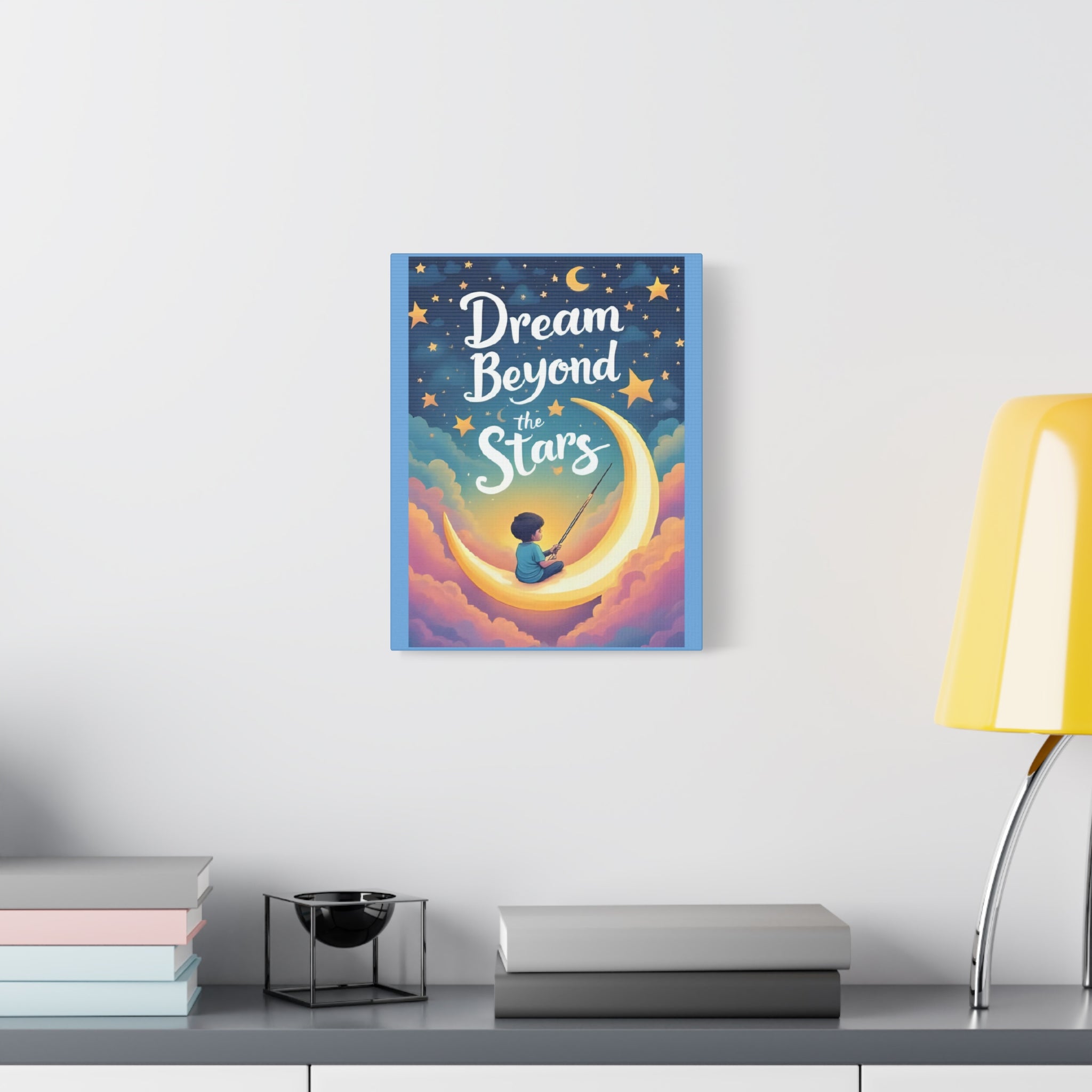 Starry Night Canvas Wall Art, Dream Beyond the Stars, Cozy Home Decor, Inspirational Prints, Kids Room Art, Gift Idea - Katoon kid 