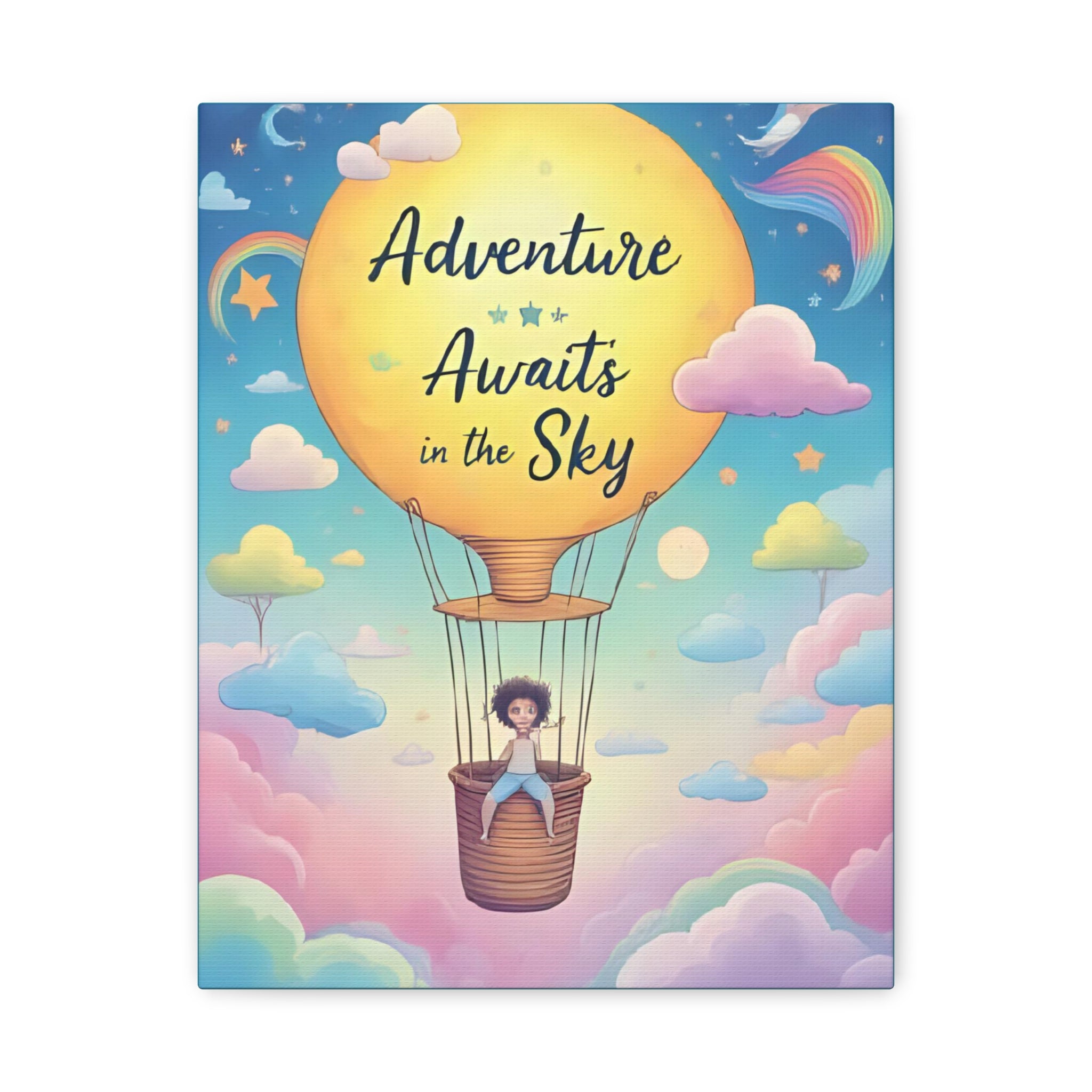 Adventure Awaits Canvas Print, Child's Room Decor, Inspirational Art, Hot Air Balloon Artwork, Playroom Wall Art - Katoon kid 