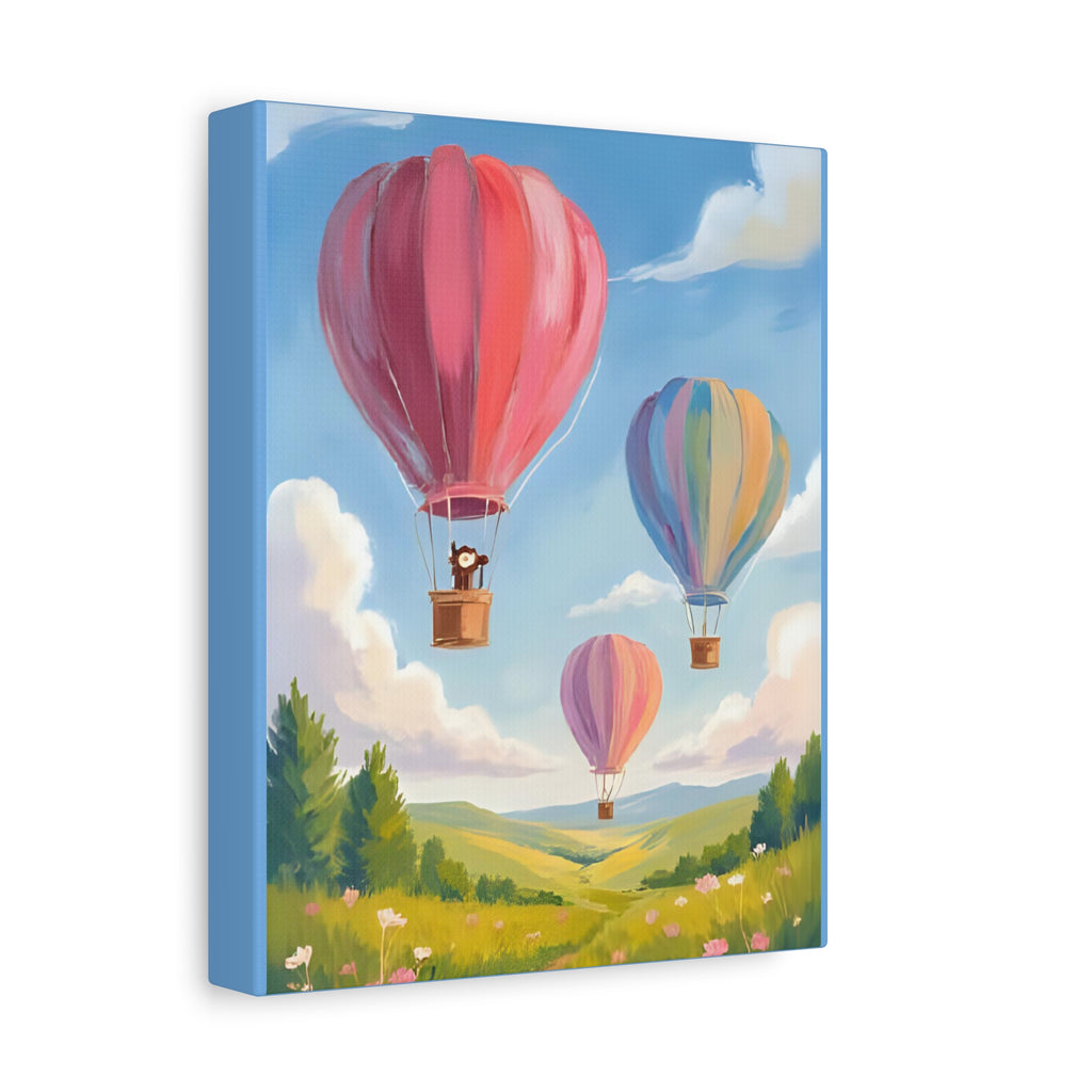 Colorful Canvas Painting, Hot Air Balloon Friends, Kids Room Decor - Katoon kid 