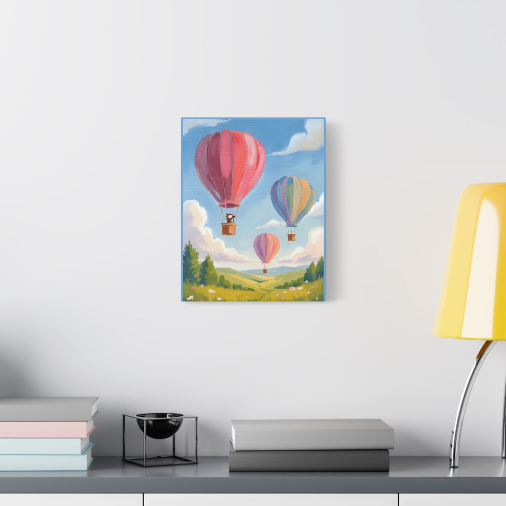 Colorful Canvas Painting, Hot Air Balloon Friends, Kids Room Decor - Katoon kid 