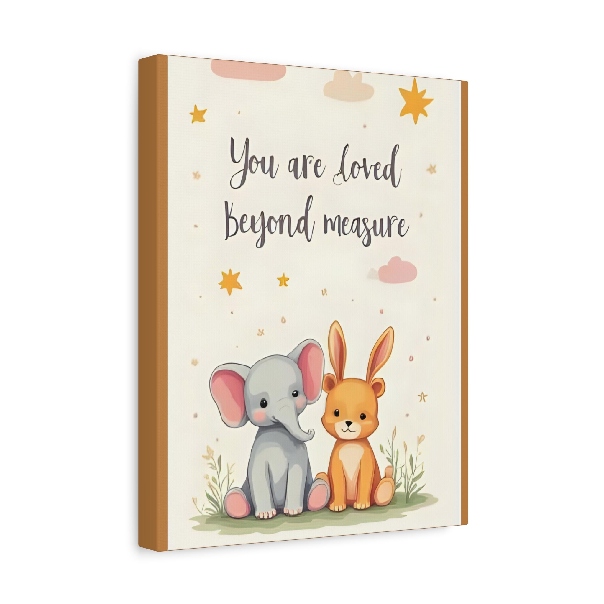 “You’re loved” Whimsical Canvas Artwork, Nursery Decor, Baby Shower Gift, Kids Room Wall Art, Inspirational Childrens Print, Cute Animal Illustration - Katoon kid 