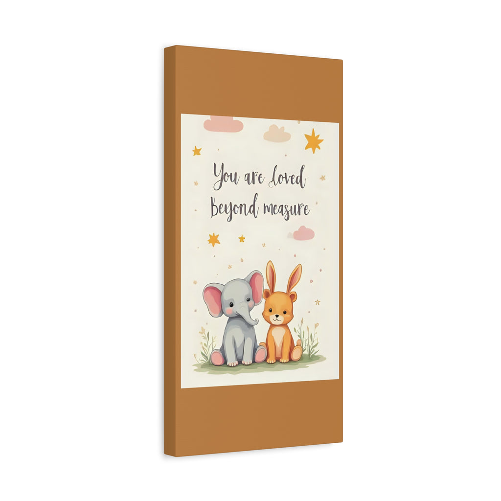 “You’re loved” Whimsical Canvas Artwork, Nursery Decor, Baby Shower Gift, Kids Room Wall Art, Inspirational Childrens Print, Cute Animal Illustration - Katoon kid 