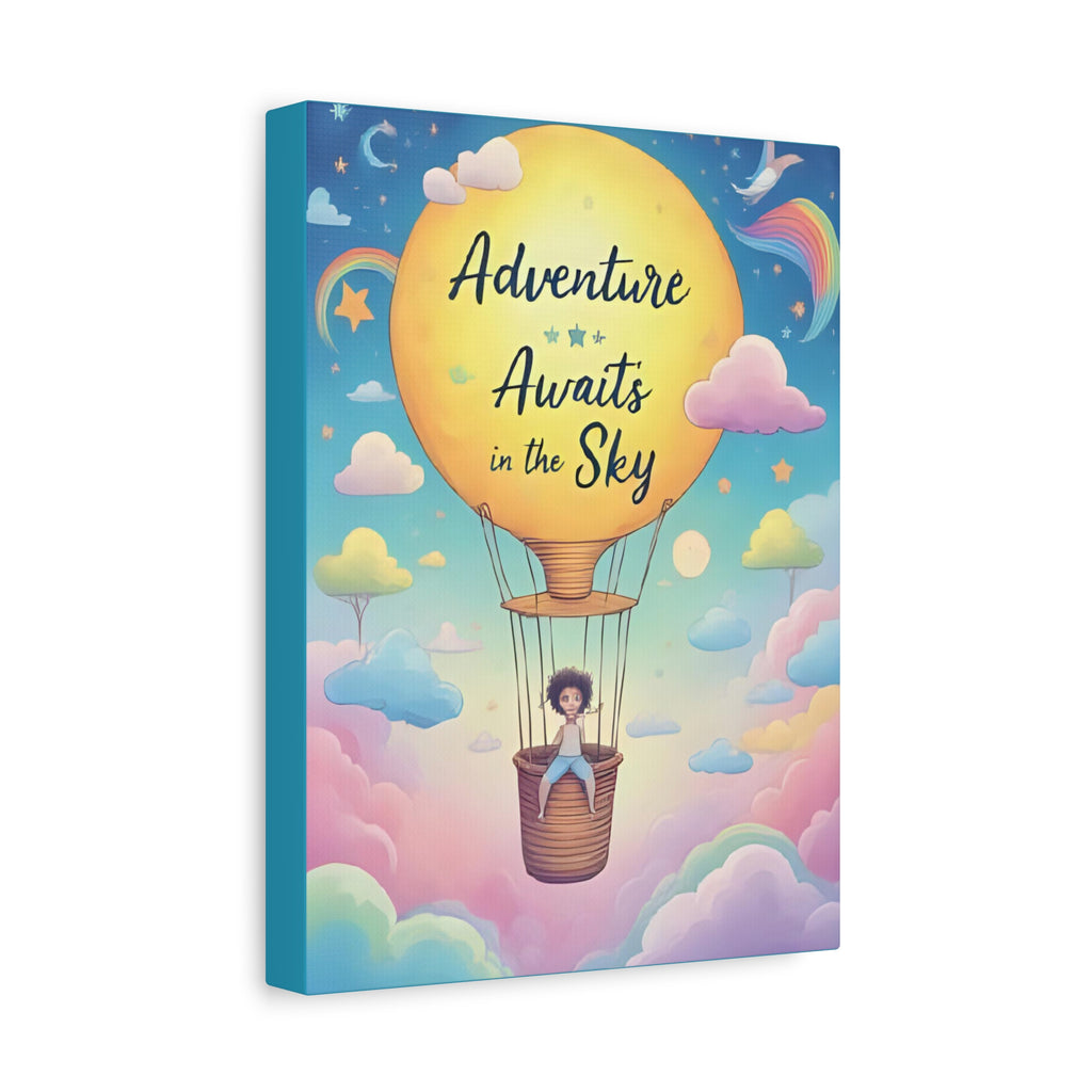 Adventure Awaits Canvas Print, Child's Room Decor, Inspirational Art, Hot Air Balloon Artwork, Playroom Wall Art - Katoon kid 