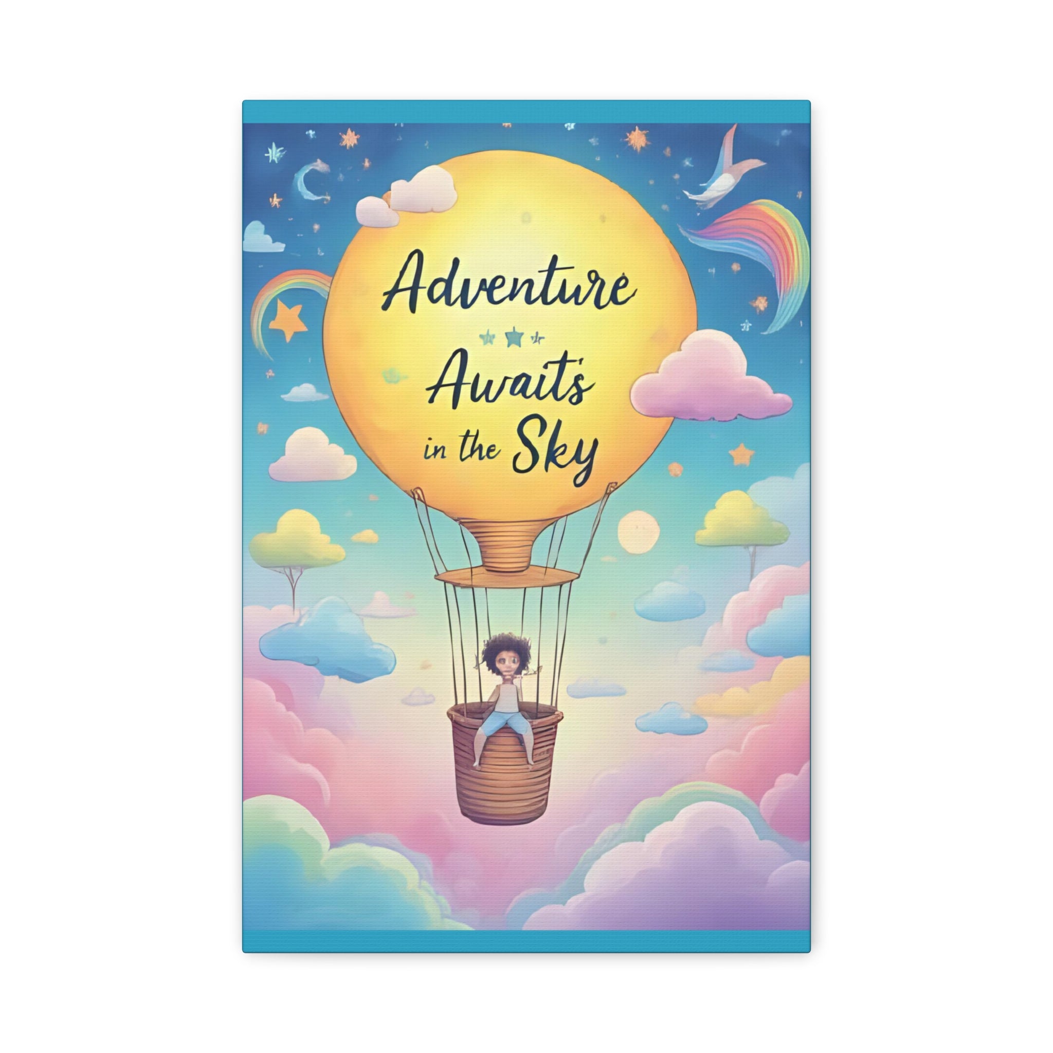 Adventure Awaits Canvas Print, Child's Room Decor, Inspirational Art, Hot Air Balloon Artwork, Playroom Wall Art - Katoon kid 