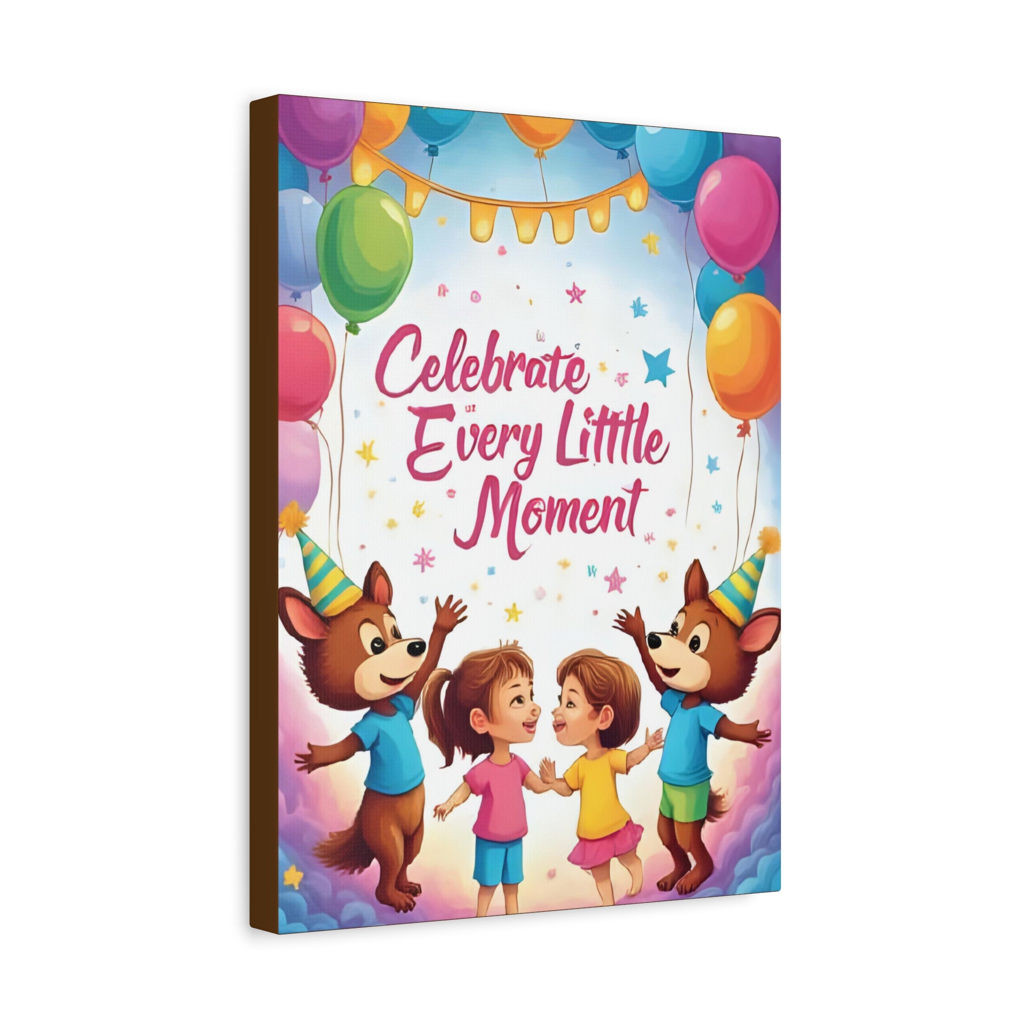 Canvas Wall Art - Celebrate Every Little Moment, Kids Room Decor, Nursery Artwork, Birthday Party Decoration, Playroom Wall Decor - Katoon kid 
