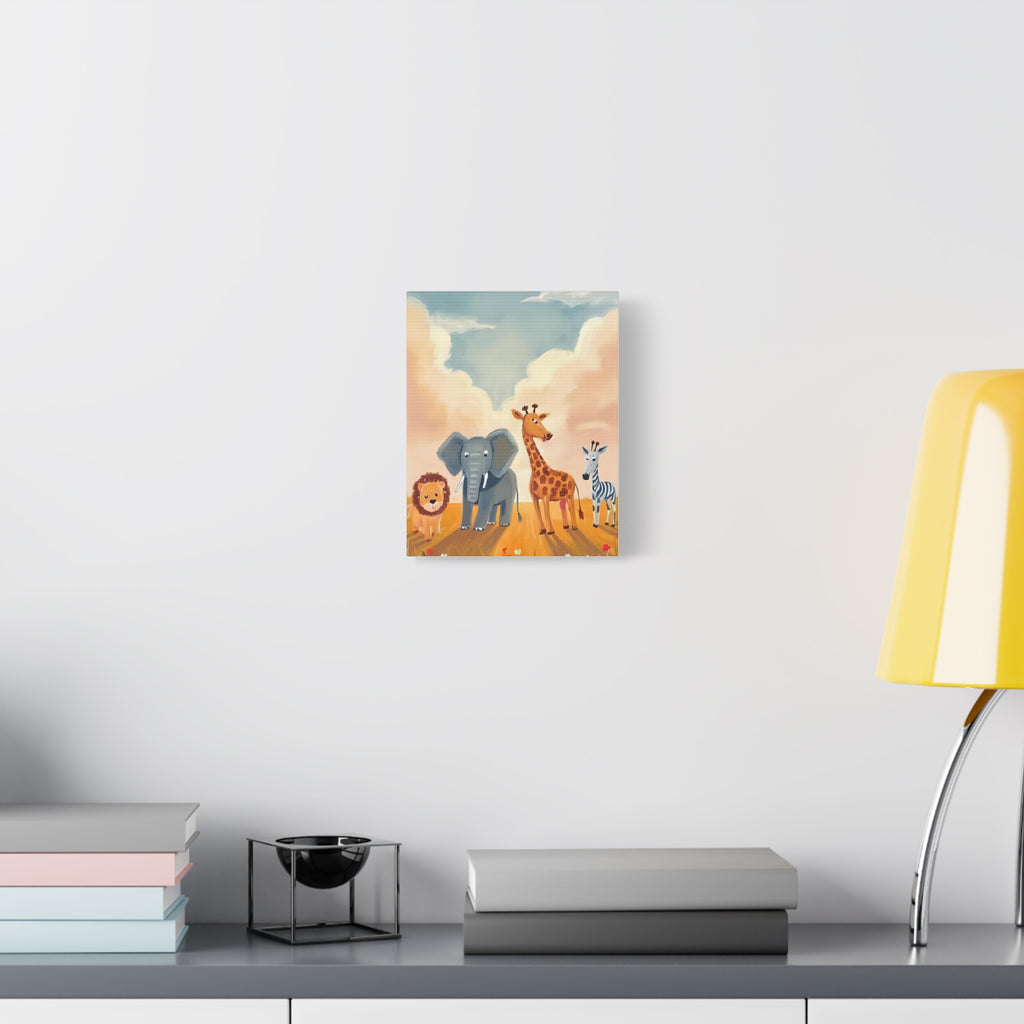 Cute Animal Kids Canvas Art, Safari Nursery Wall Decor, Safari Theme Print, Baby Shower Gift, Playroom Decoration - Katoon kid 