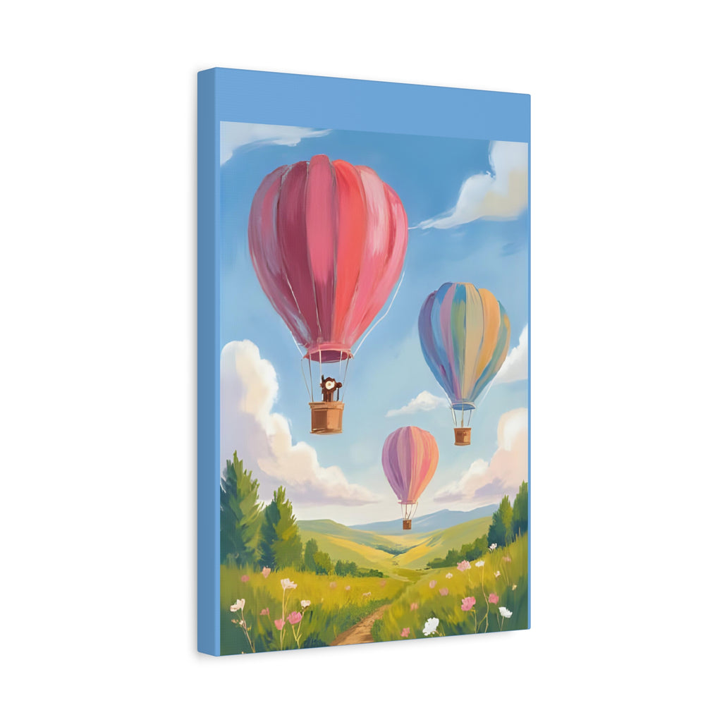 Colorful Canvas Painting, Hot Air Balloon Friends, Kids Room Decor - Katoon kid 