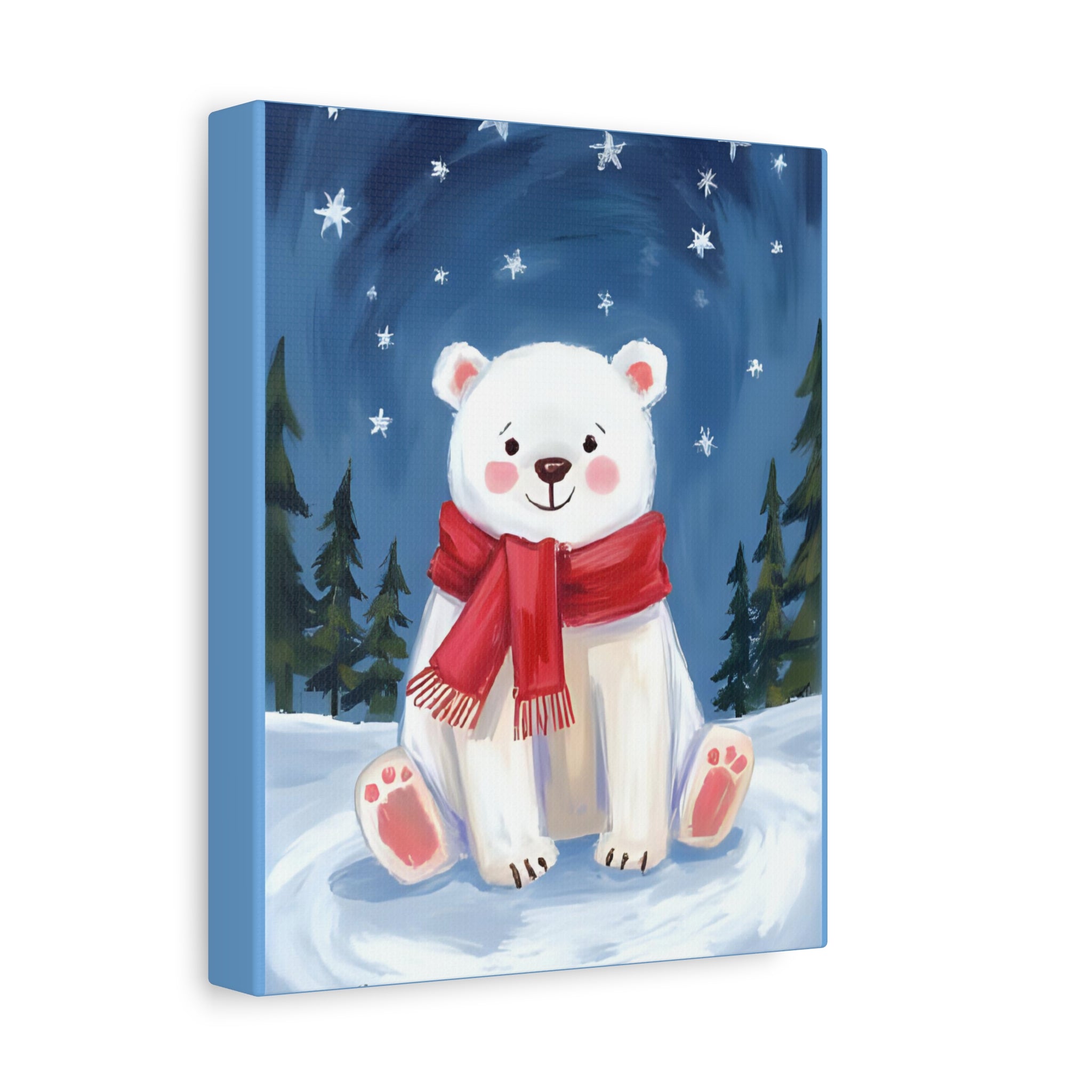 Polar bear winter painting, kids room art Canvas, wall decor. - Katoon kid 