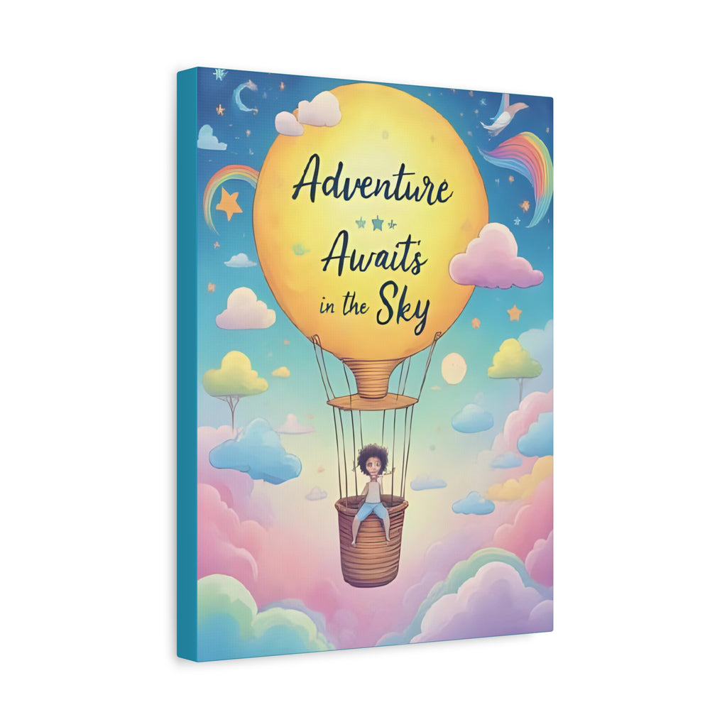 Adventure Awaits Canvas Print, Child's Room Decor, Inspirational Art, Hot Air Balloon Artwork, Playroom Wall Art - Katoon kid 