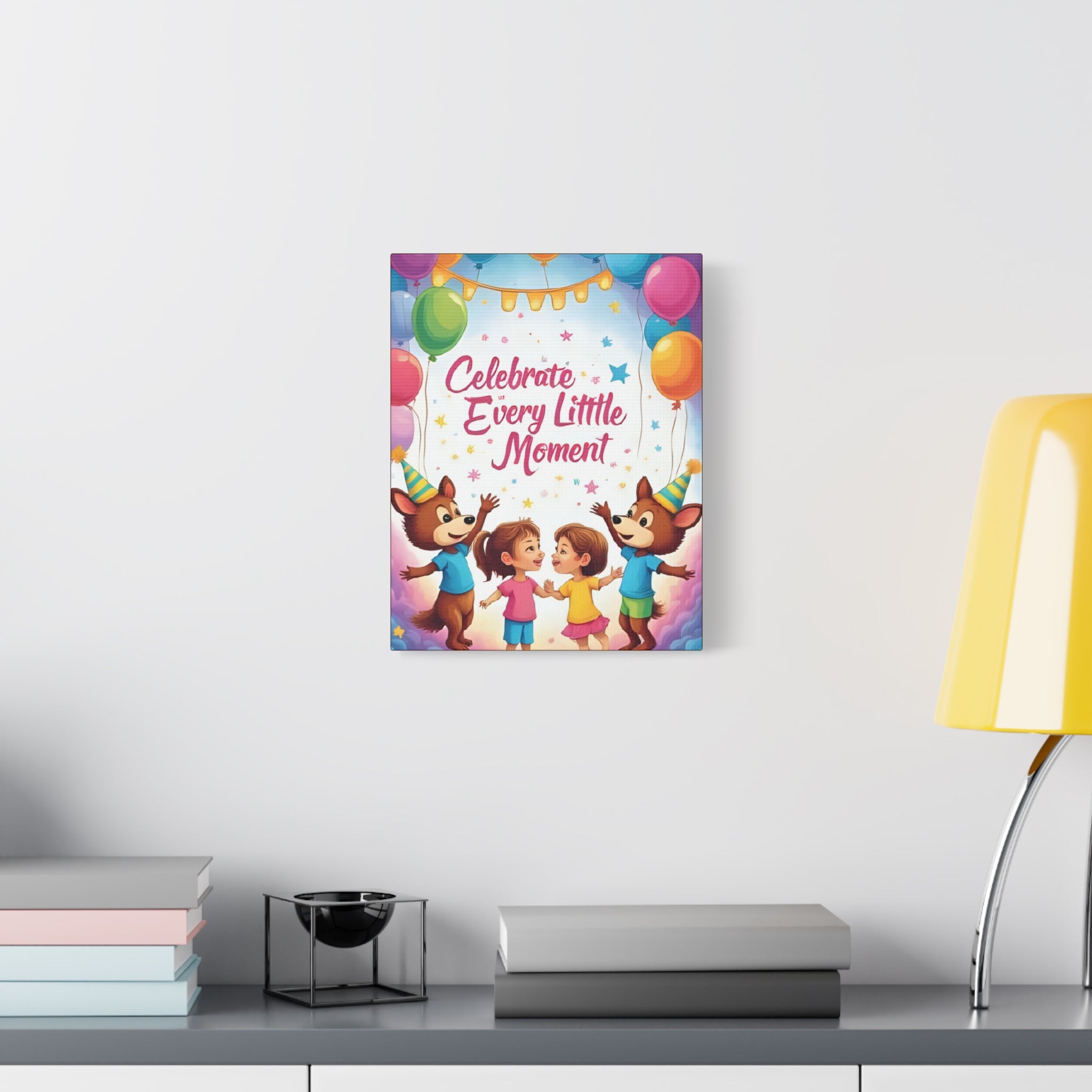 Canvas Wall Art - Celebrate Every Little Moment, Kids Room Decor, Nursery Artwork, Birthday Party Decoration, Playroom Wall Decor - Katoon kid 