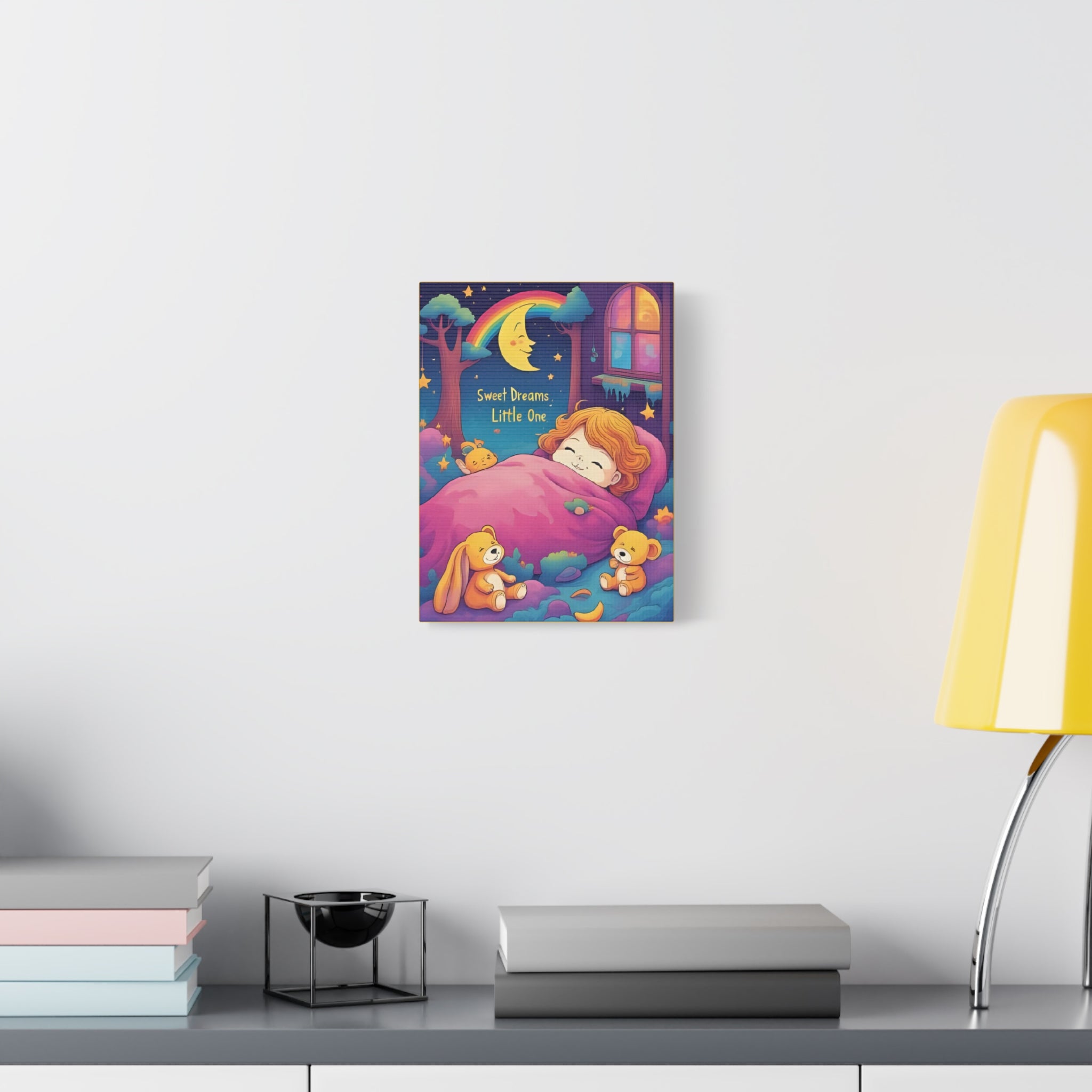 Sweet Dreams Canvas Art, Kids Room Decor, Nursery Wall Art, Baby Shower Gift, Rainbow Bear Print - Katoon kid 