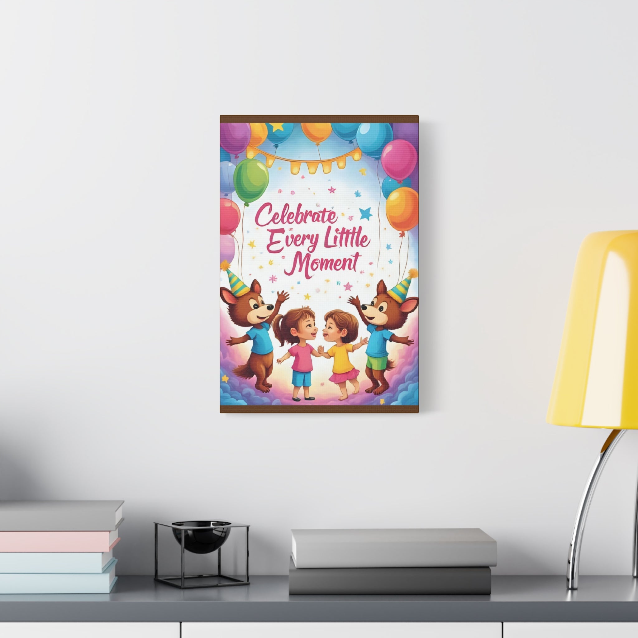 Canvas Wall Art - Celebrate Every Little Moment, Kids Room Decor, Nursery Artwork, Birthday Party Decoration, Playroom Wall Decor - Katoon kid 
