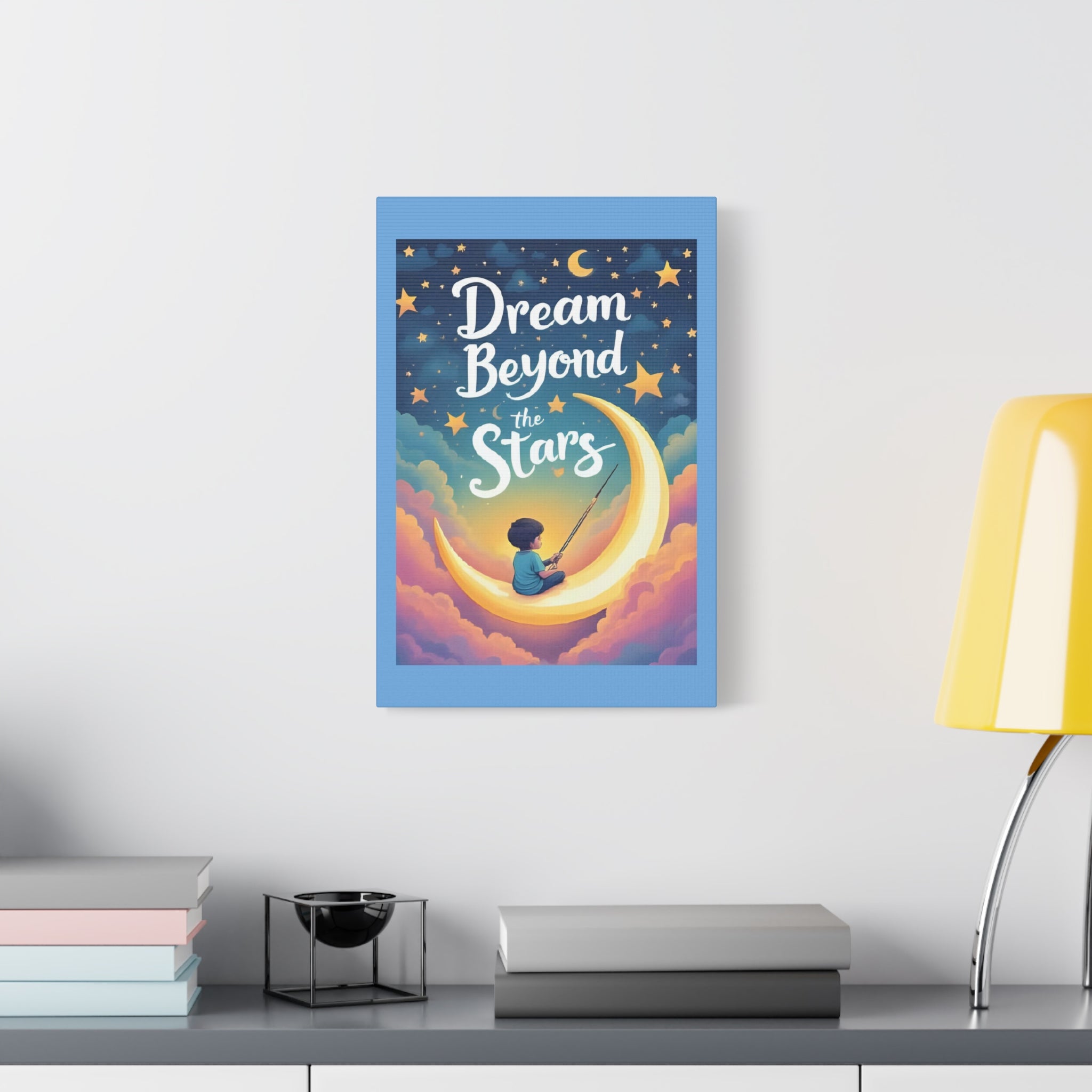 Starry Night Canvas Wall Art, Dream Beyond the Stars, Cozy Home Decor, Inspirational Prints, Kids Room Art, Gift Idea - Katoon kid 