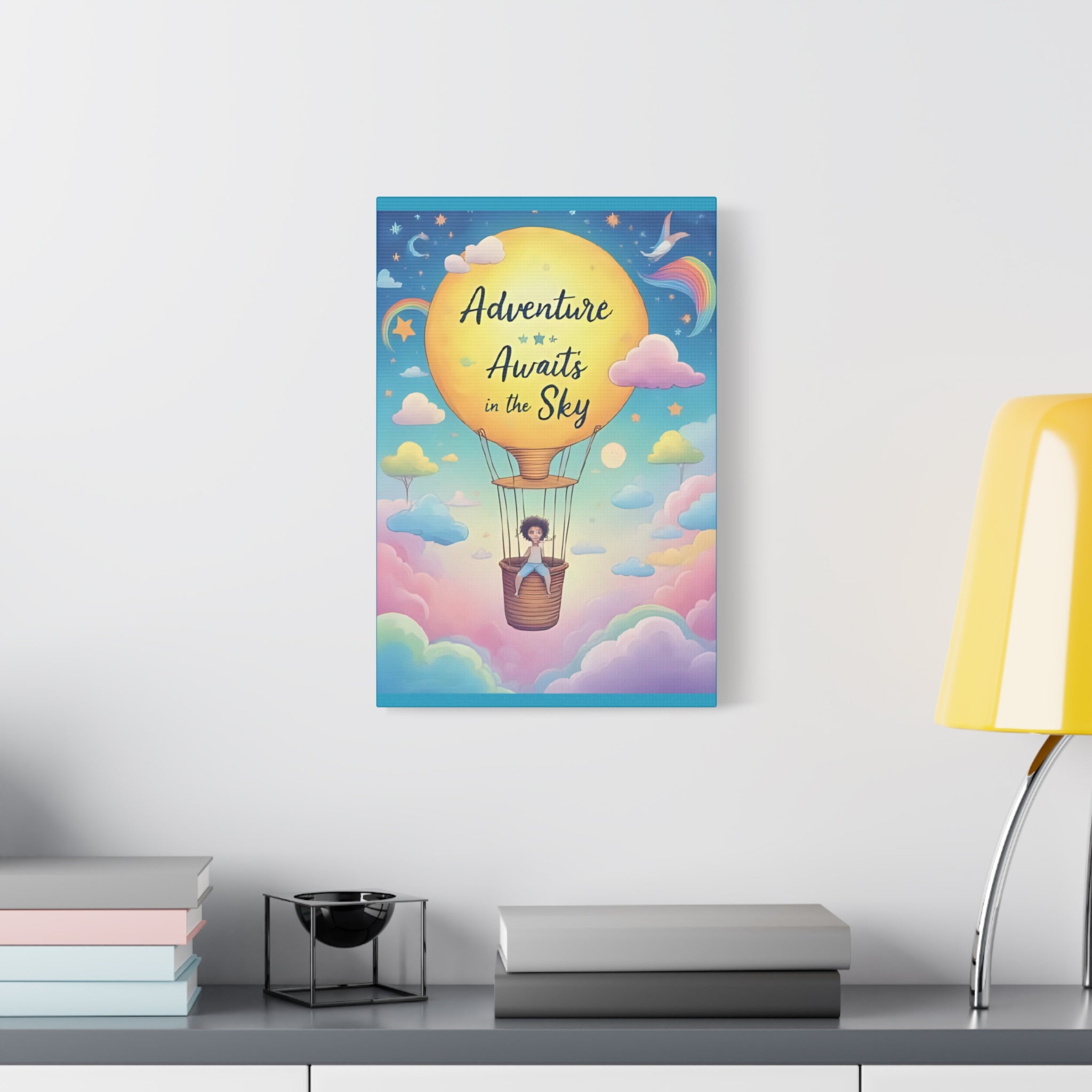 Adventure Awaits Canvas Print, Child's Room Decor, Inspirational Art, Hot Air Balloon Artwork, Playroom Wall Art - Katoon kid 