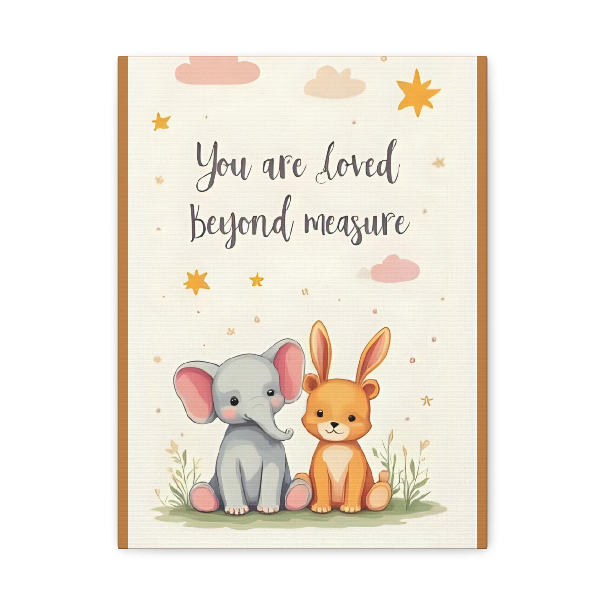 “You’re loved” Whimsical Canvas Artwork, Nursery Decor, Baby Shower Gift, Kids Room Wall Art, Inspirational Childrens Print, Cute Animal Illustration - Katoon kid 