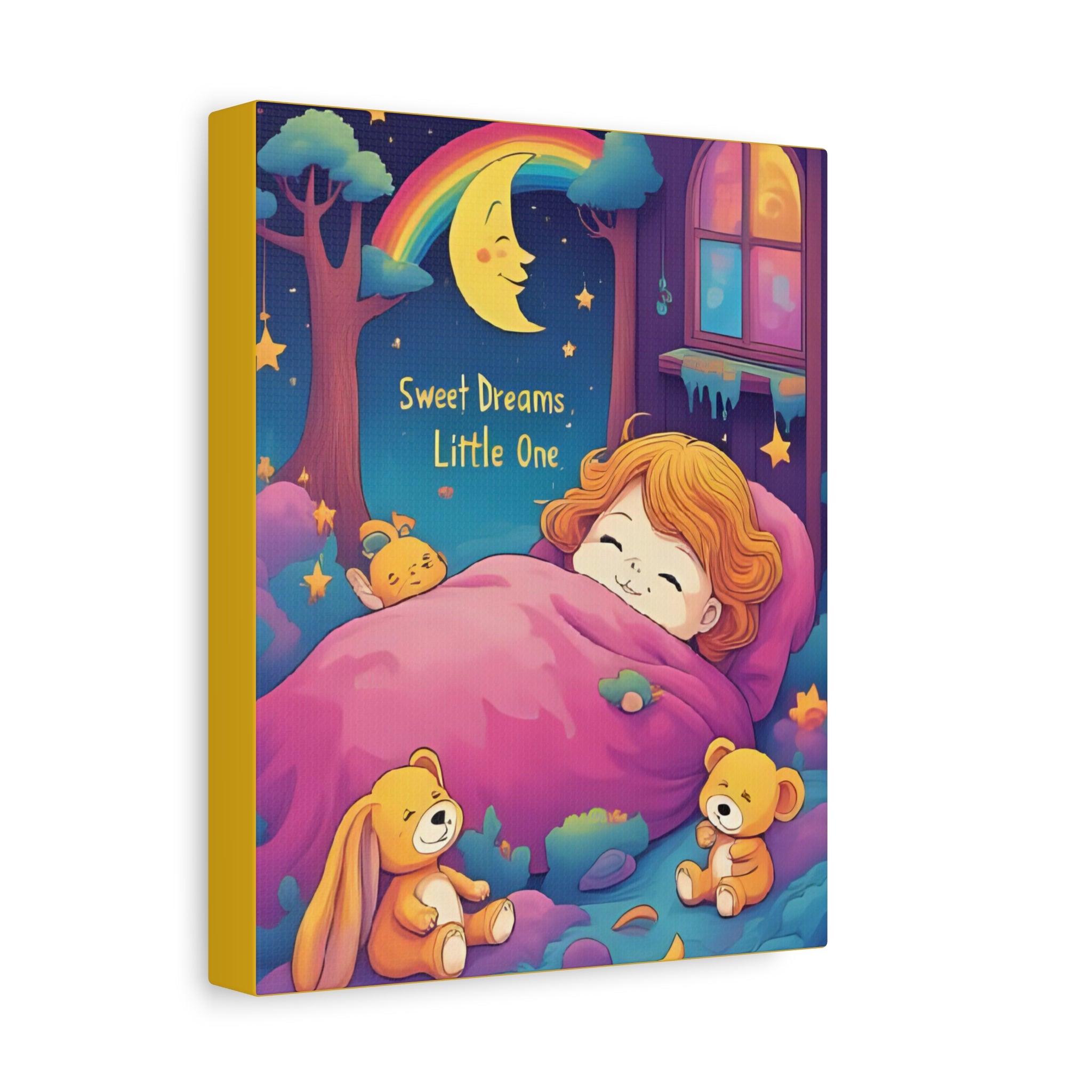 Sweet Dreams Canvas Art, Kids Room Decor, Nursery Wall Art, Baby Shower Gift, Rainbow Bear Print - Katoon kid 