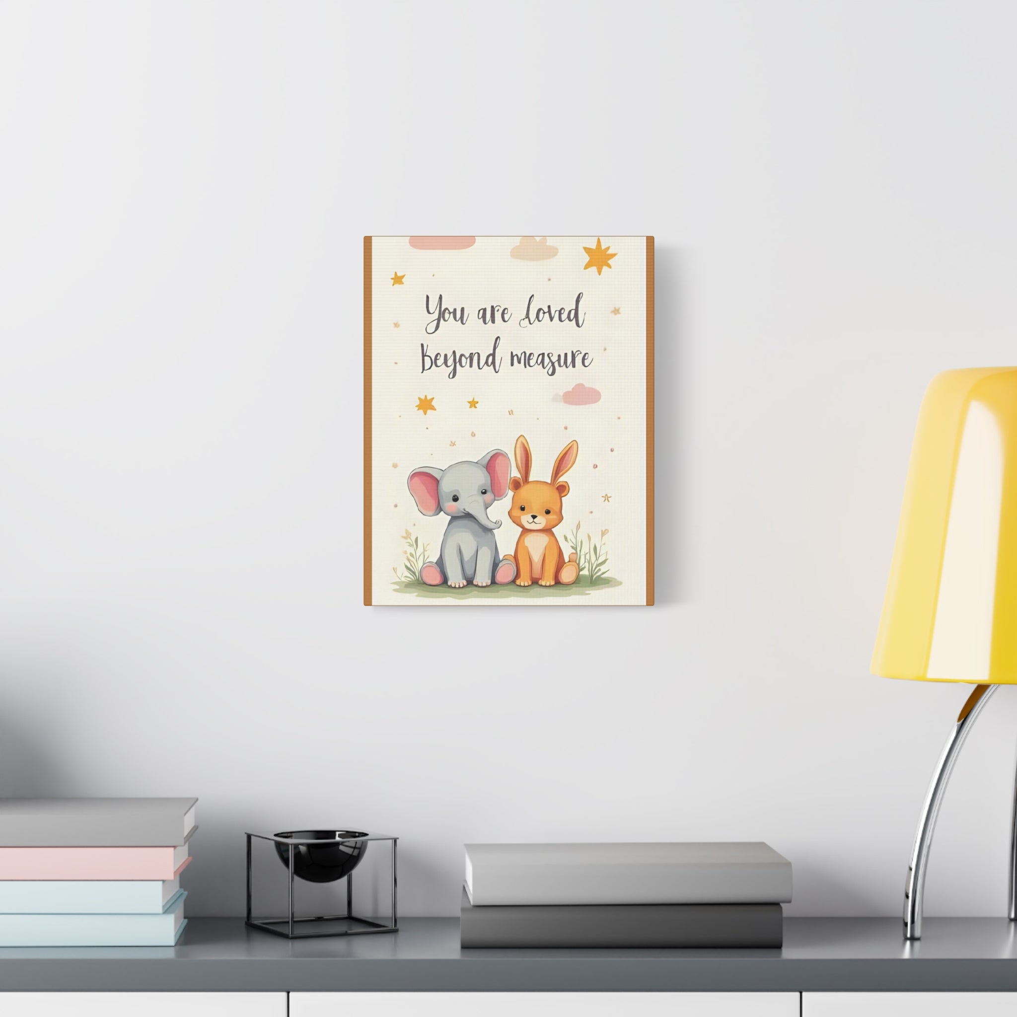 “You’re loved” Whimsical Canvas Artwork, Nursery Decor, Baby Shower Gift, Kids Room Wall Art, Inspirational Childrens Print, Cute Animal Illustration - Katoon kid 