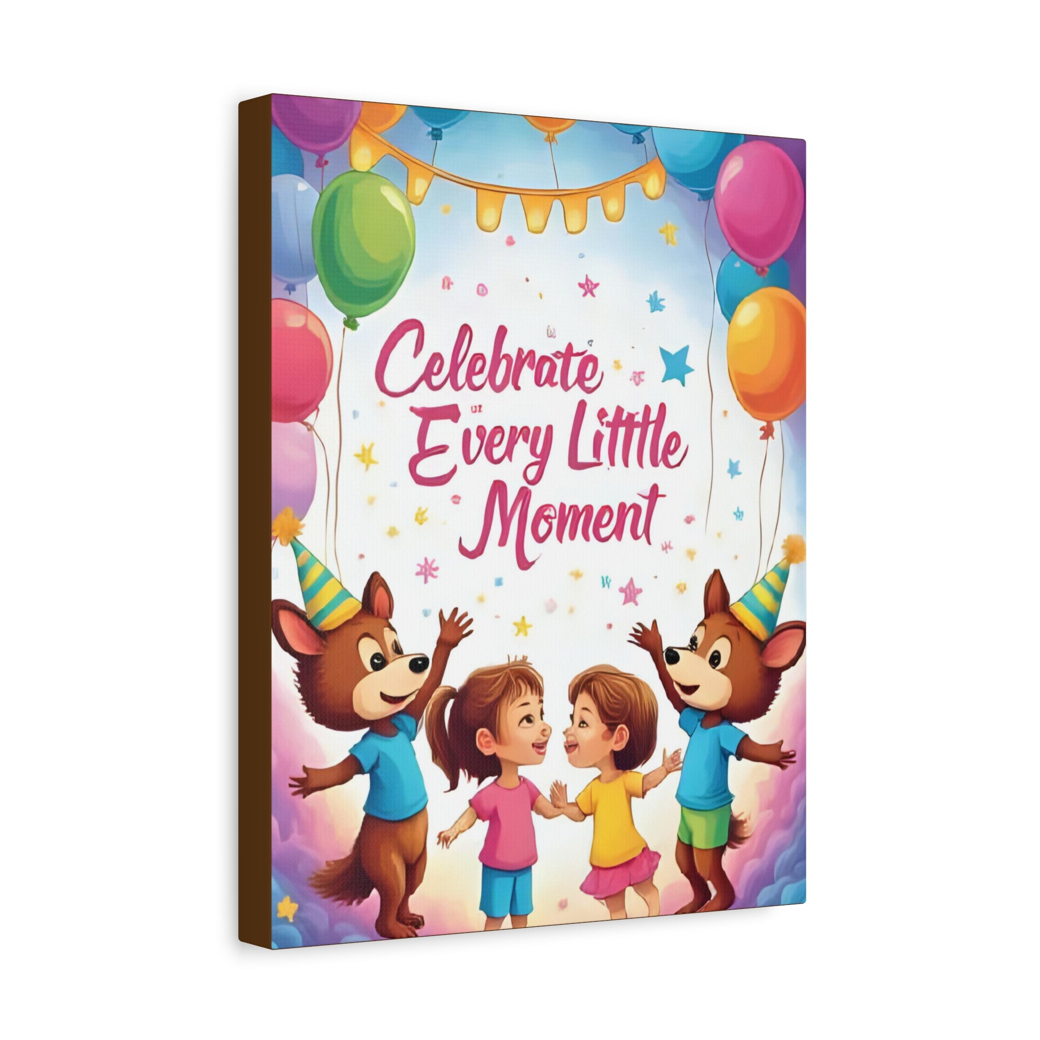 Canvas Wall Art - Celebrate Every Little Moment, Kids Room Decor, Nursery Artwork, Birthday Party Decoration, Playroom Wall Decor - Katoon kid 