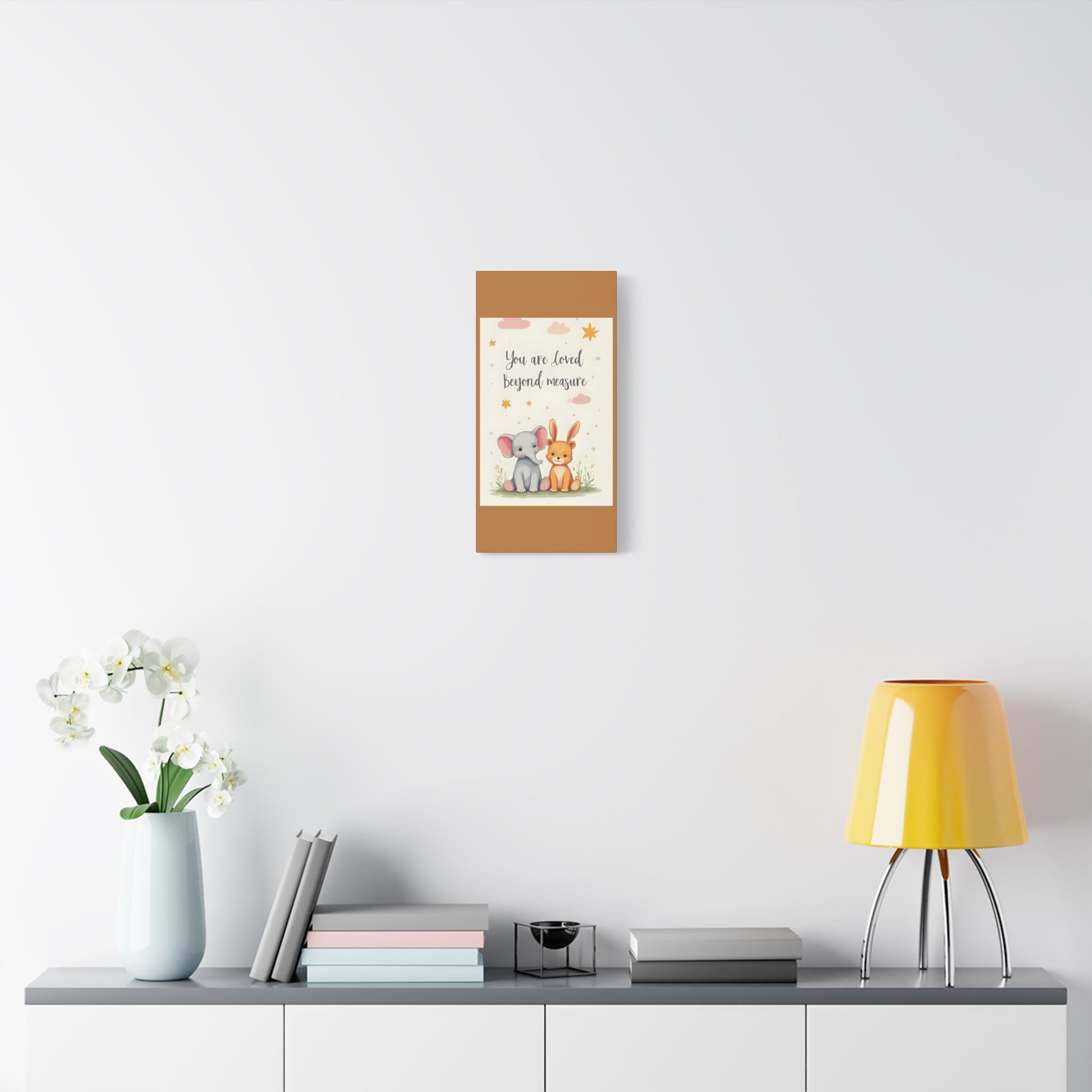 “You’re loved” Whimsical Canvas Artwork, Nursery Decor, Baby Shower Gift, Kids Room Wall Art, Inspirational Childrens Print, Cute Animal Illustration - Katoon kid 