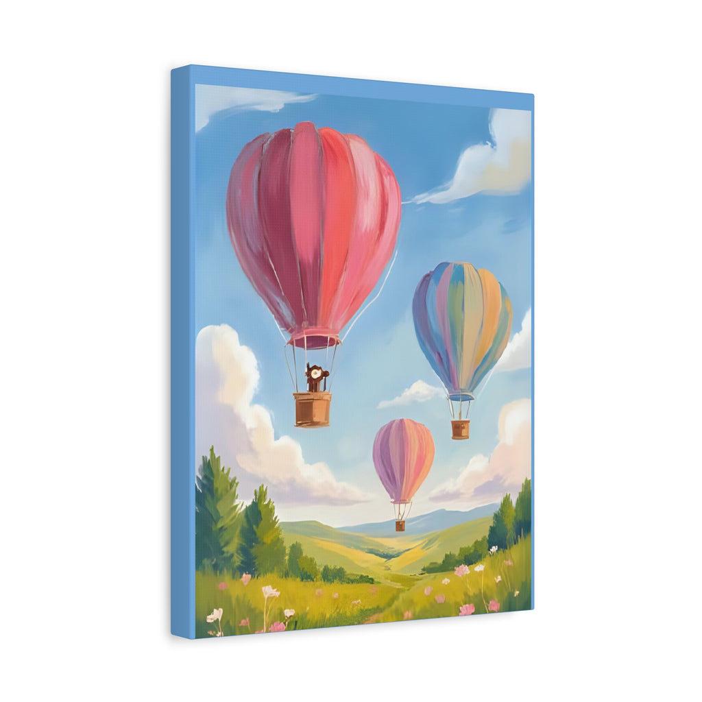 Colorful Canvas Painting, Hot Air Balloon Friends, Kids Room Decor - Katoon kid 