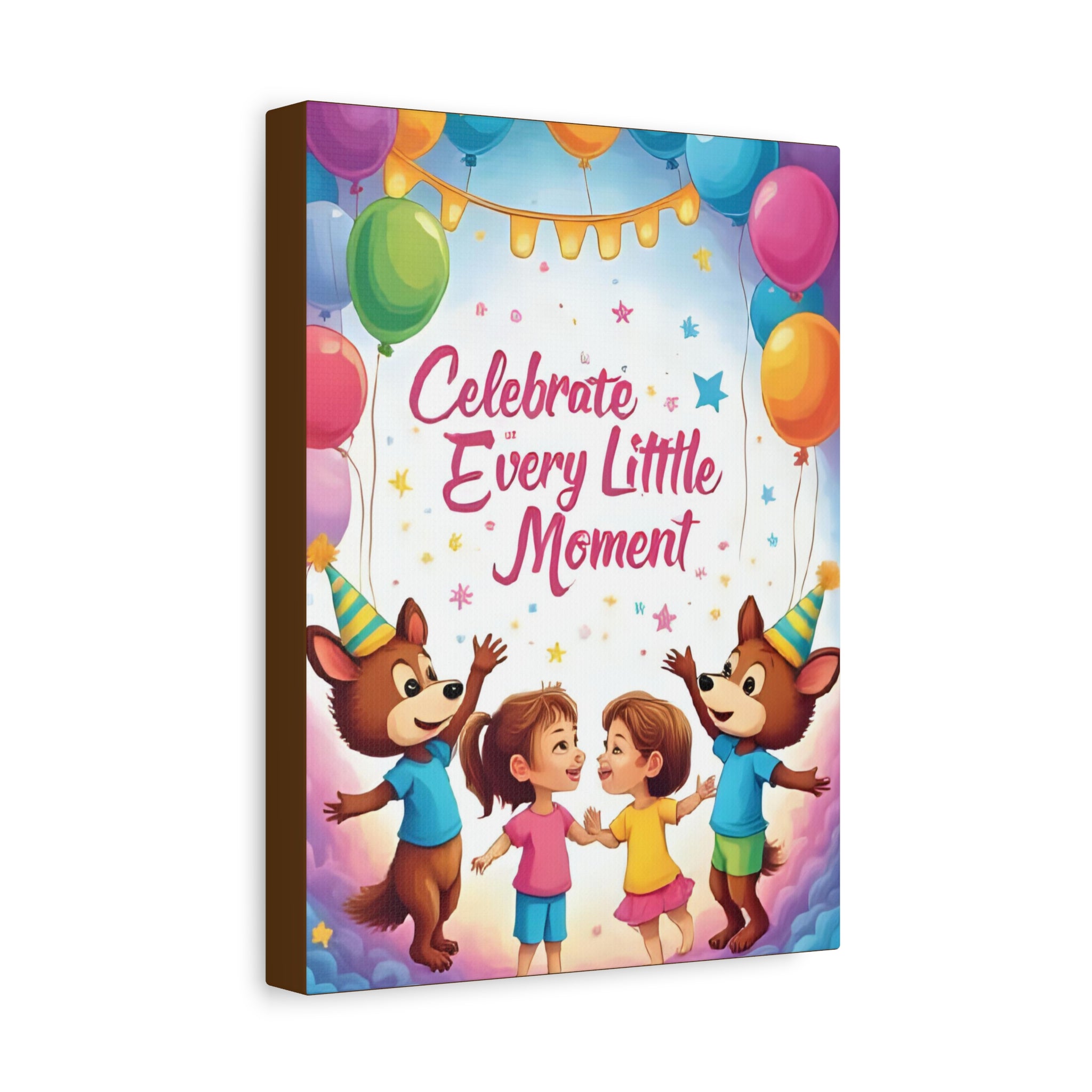 Canvas Wall Art - Celebrate Every Little Moment, Kids Room Decor, Nursery Artwork, Birthday Party Decoration, Playroom Wall Decor - Katoon kid 