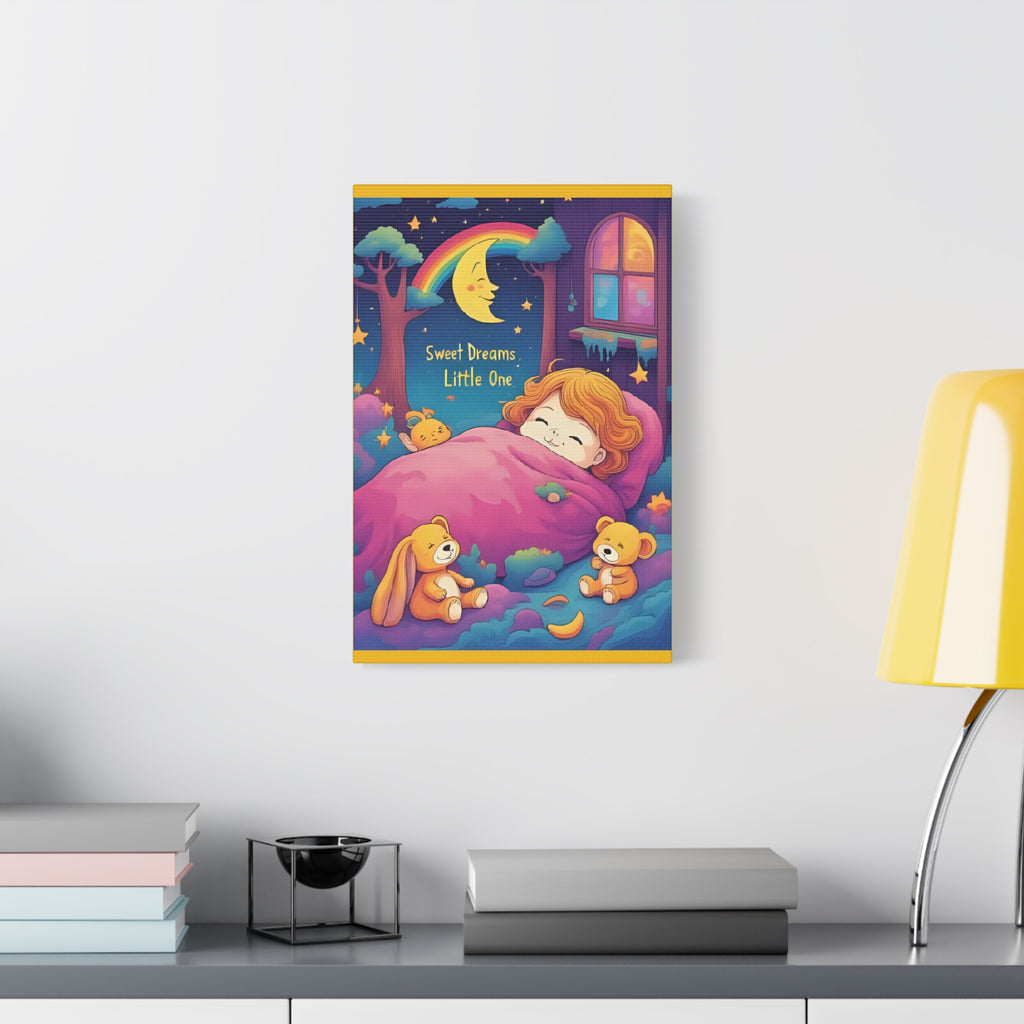 Sweet Dreams Canvas Art, Kids Room Decor, Nursery Wall Art, Baby Shower Gift, Rainbow Bear Print - Katoon kid 