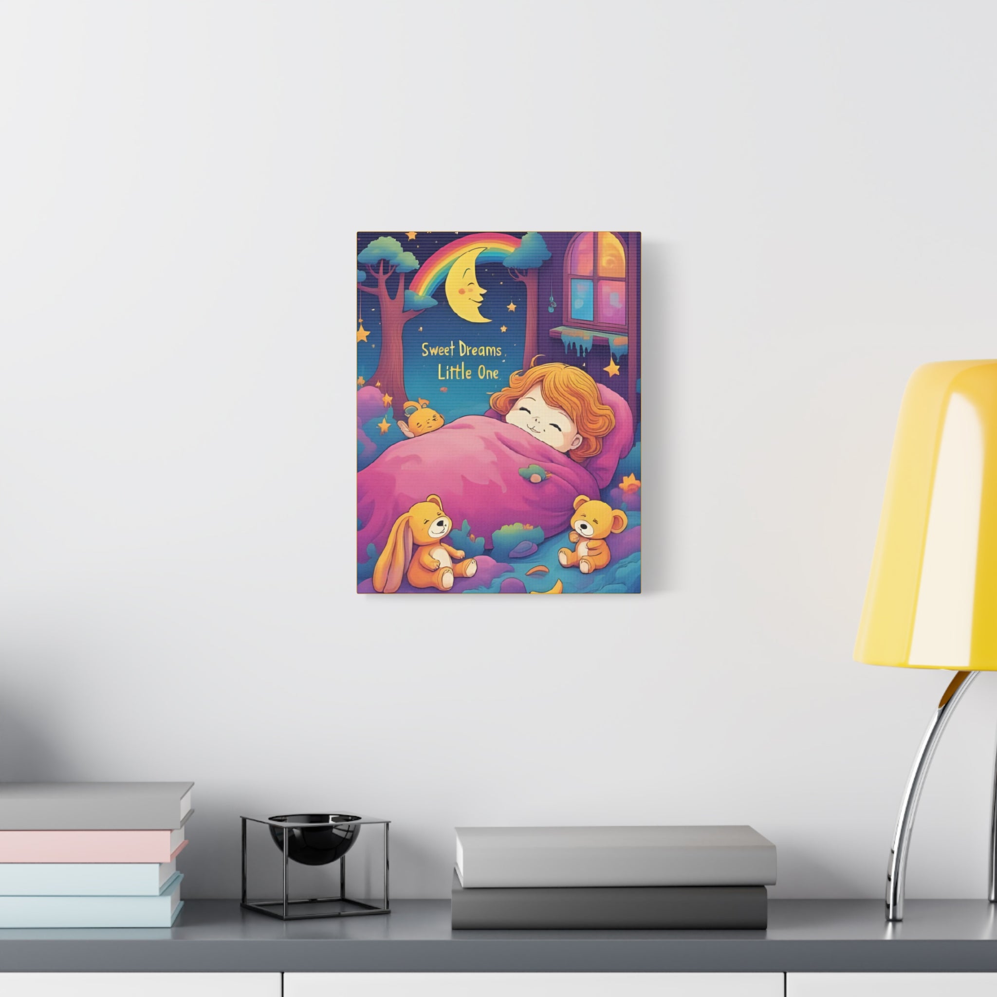 Sweet Dreams Canvas Art, Kids Room Decor, Nursery Wall Art, Baby Shower Gift, Rainbow Bear Print - Katoon kid 