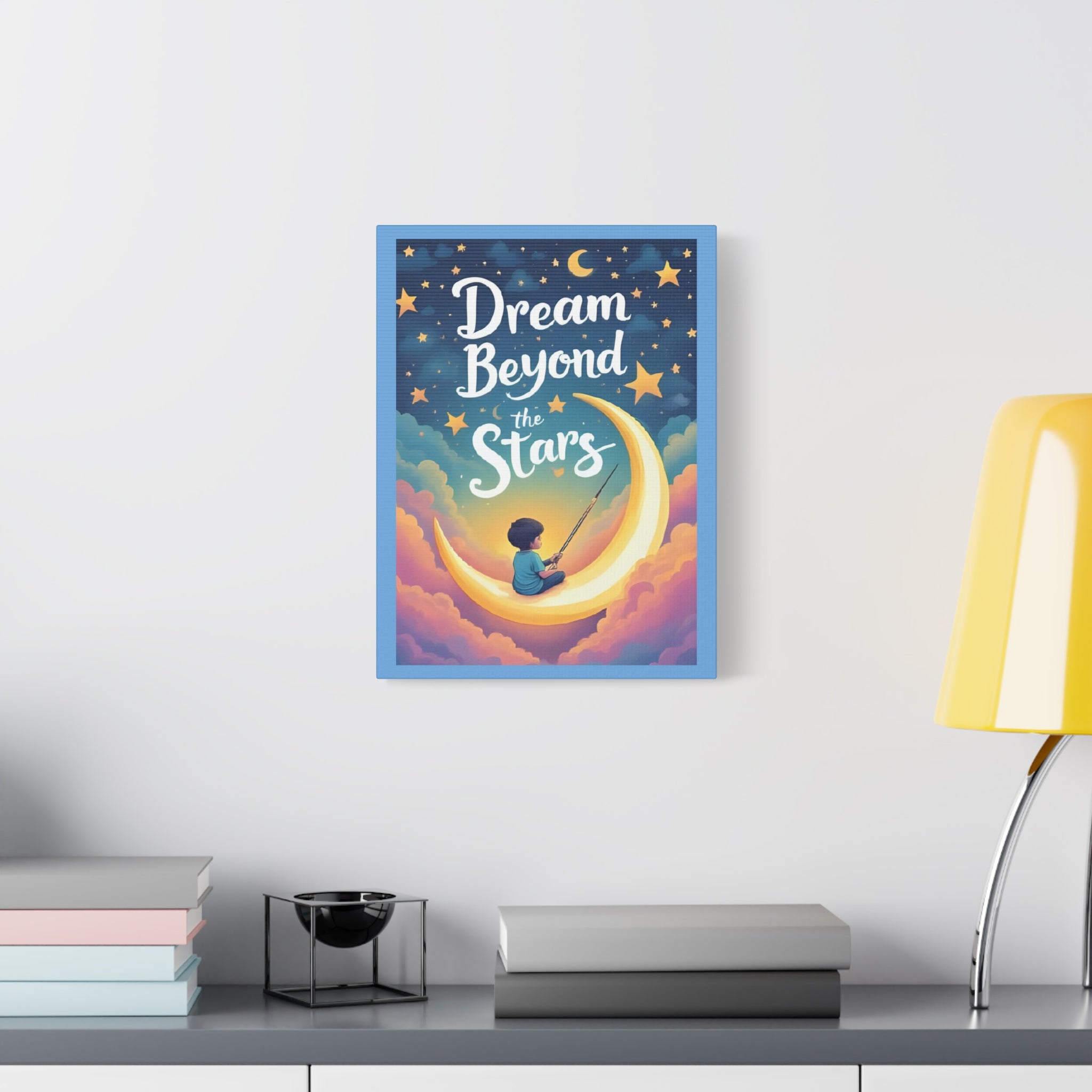 Starry Night Canvas Wall Art, Dream Beyond the Stars, Cozy Home Decor, Inspirational Prints, Kids Room Art, Gift Idea - Katoon kid 