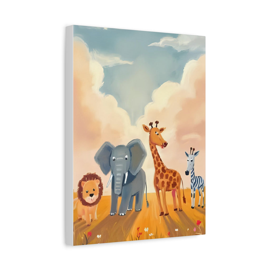 Cute Animal Kids Canvas Art, Safari Nursery Wall Decor, Safari Theme Print, Baby Shower Gift, Playroom Decoration - Katoon kid 