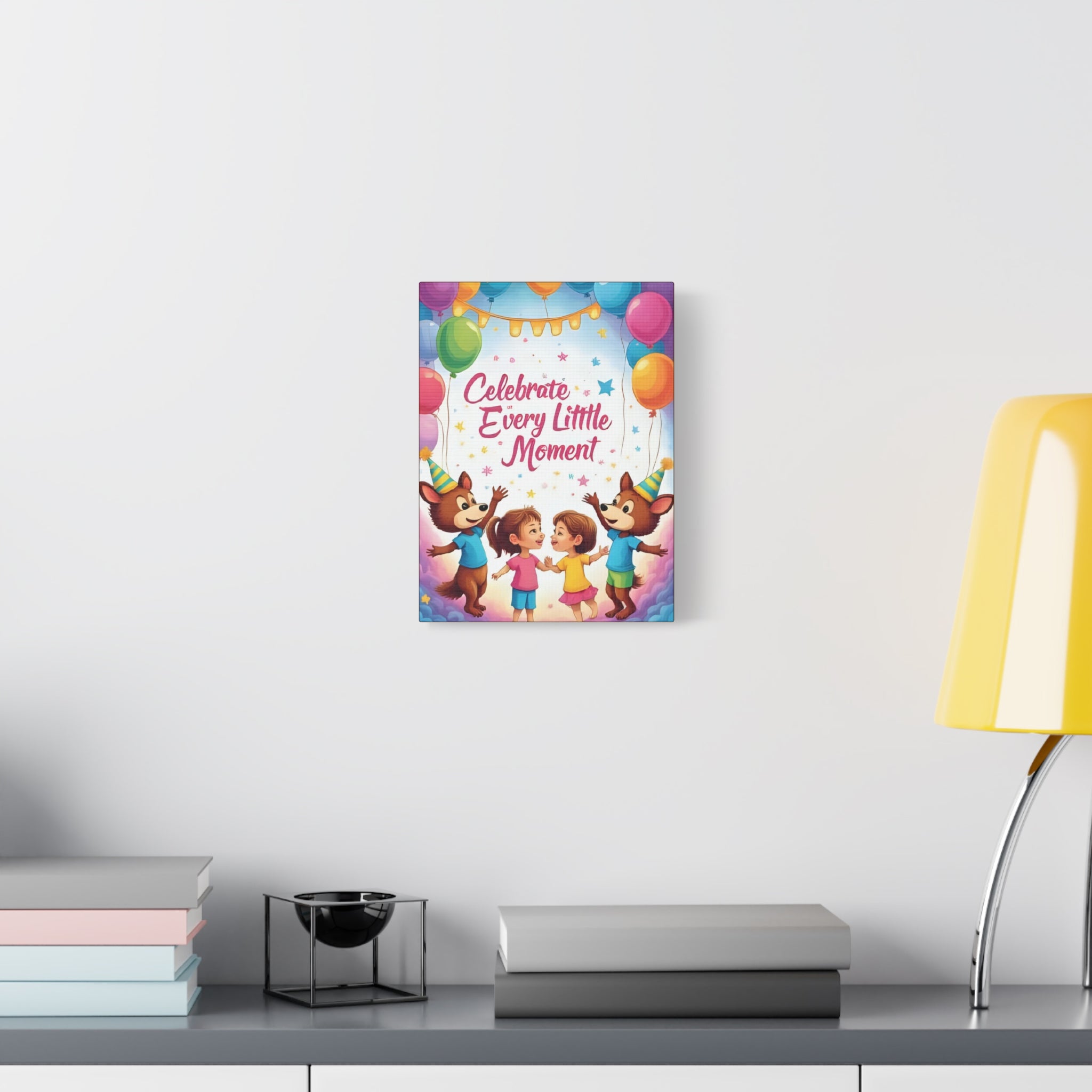 Canvas Wall Art - Celebrate Every Little Moment, Kids Room Decor, Nursery Artwork, Birthday Party Decoration, Playroom Wall Decor - Katoon kid 
