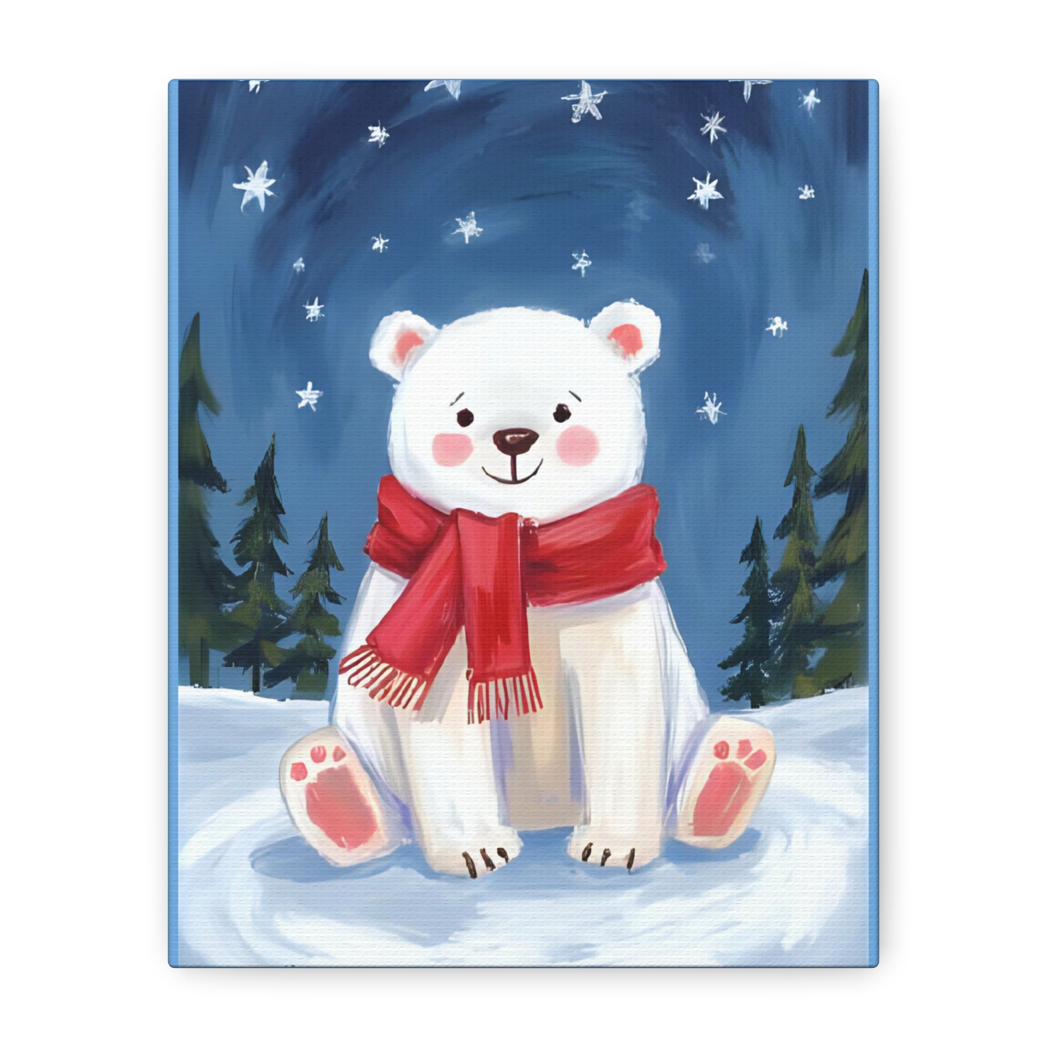 Polar bear winter painting, kids room art Canvas, wall decor. - Katoon kid 